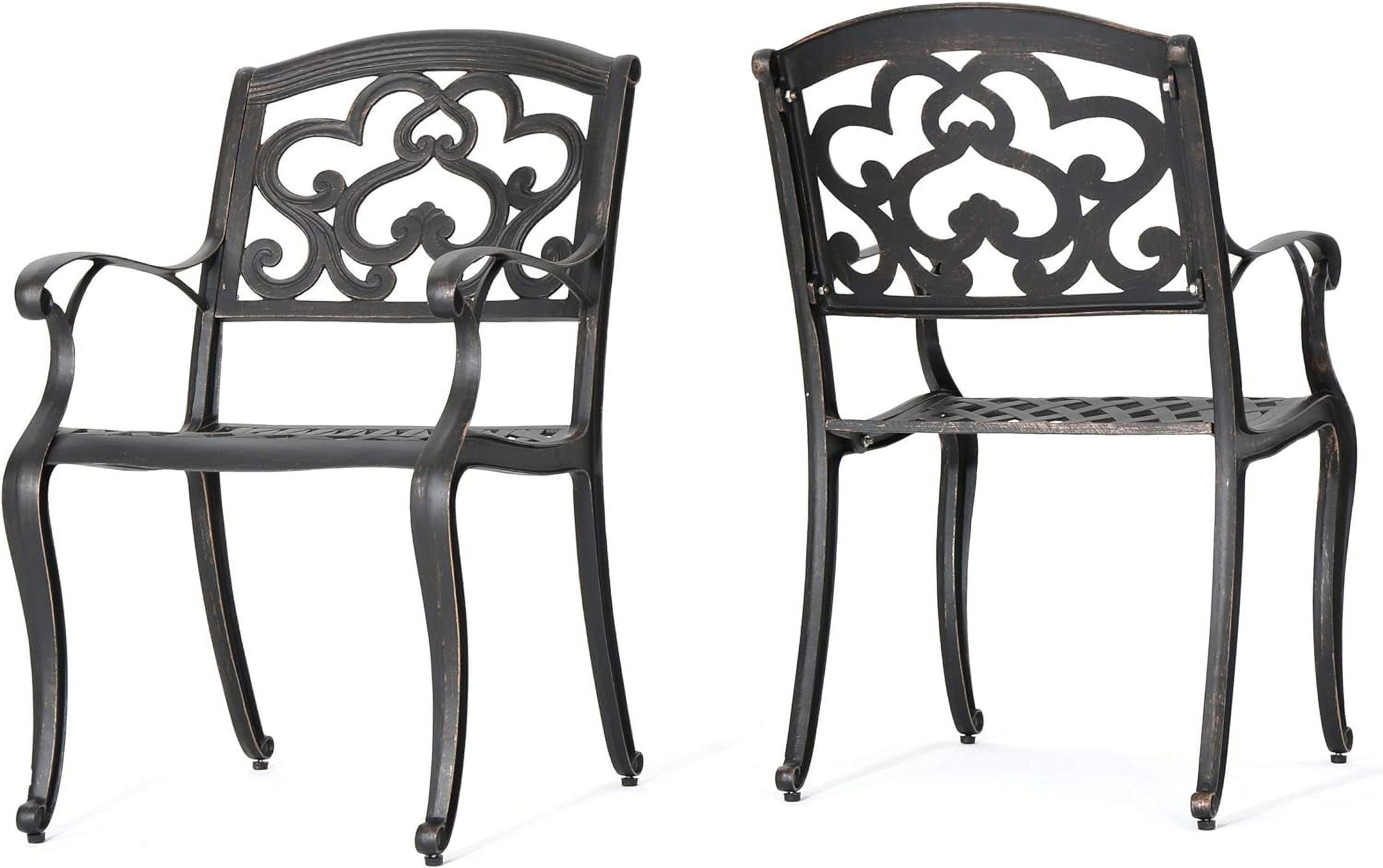 Soft Cloud Patina Copper Cast Aluminum Outdoor Dining Chairs, Set of 2