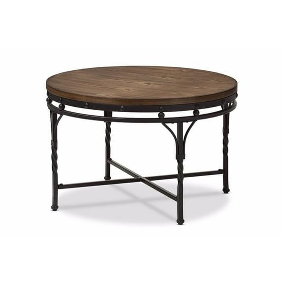 Baxton Studio Austin Vintage Industrial Round Coffee Cocktail Occasional Table: MDF & Metal