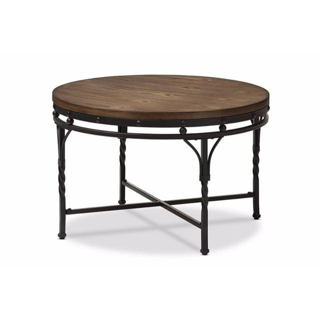Baxton Studio Austin Vintage Industrial Round Coffee Cocktail Occasional Table: MDF & Metal