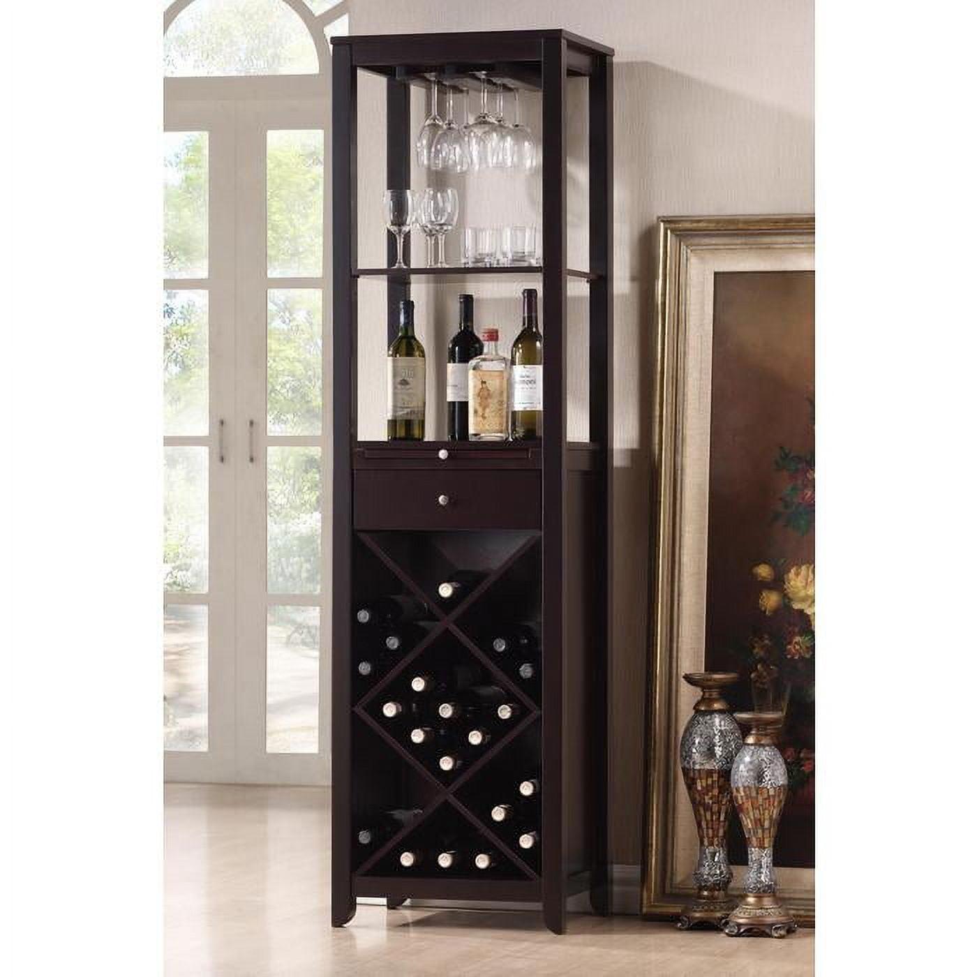 Austin Dark Brown MDF Wine Tower with Glass Rack