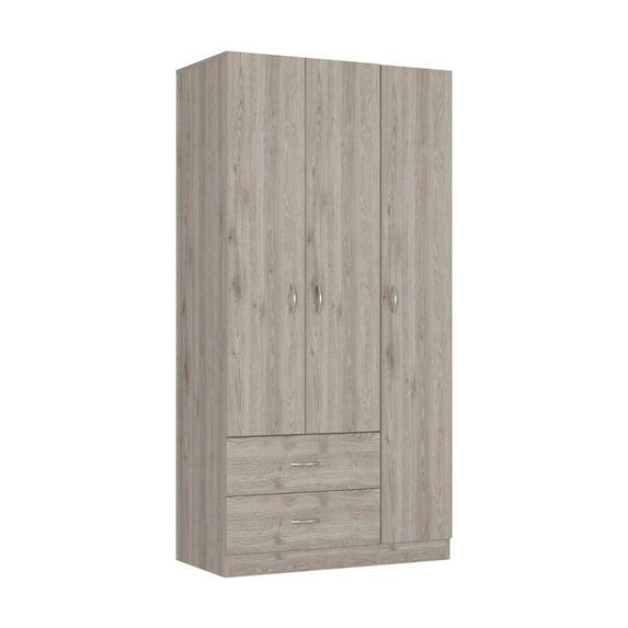 Freeport Park® Ferrante 3 Door Armoire with Drawers, Shelves, and Hanging Rod