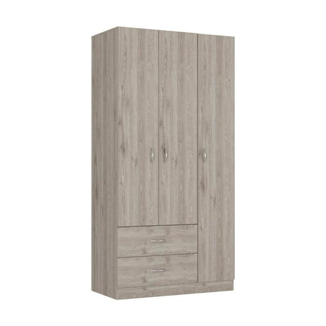 Freeport Park® Ferrante 3 Door Armoire with Drawers, Shelves, and Hanging Rod