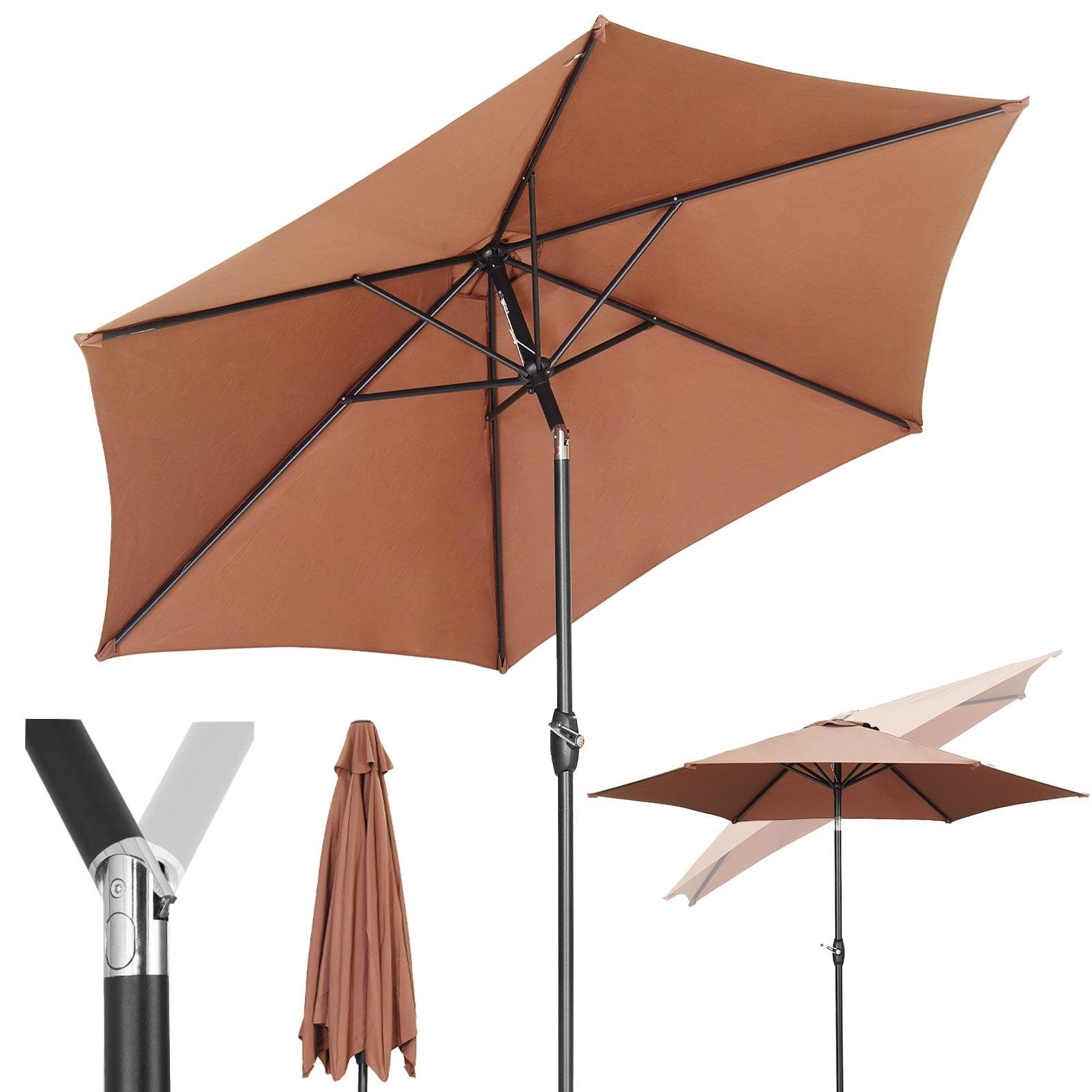 9ft Coffee Aluminum Patio Umbrella with Tilt and Crank