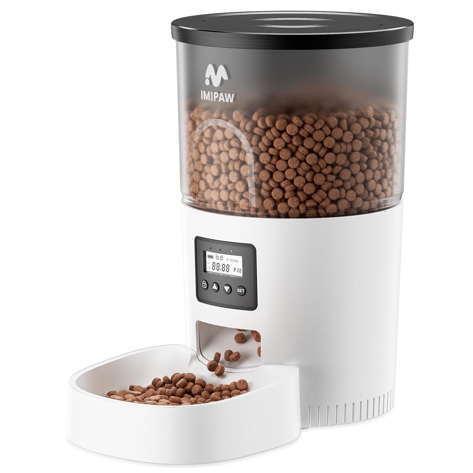 IMIPAW 3L White and Black Stainless Steel Automatic Pet Feeder