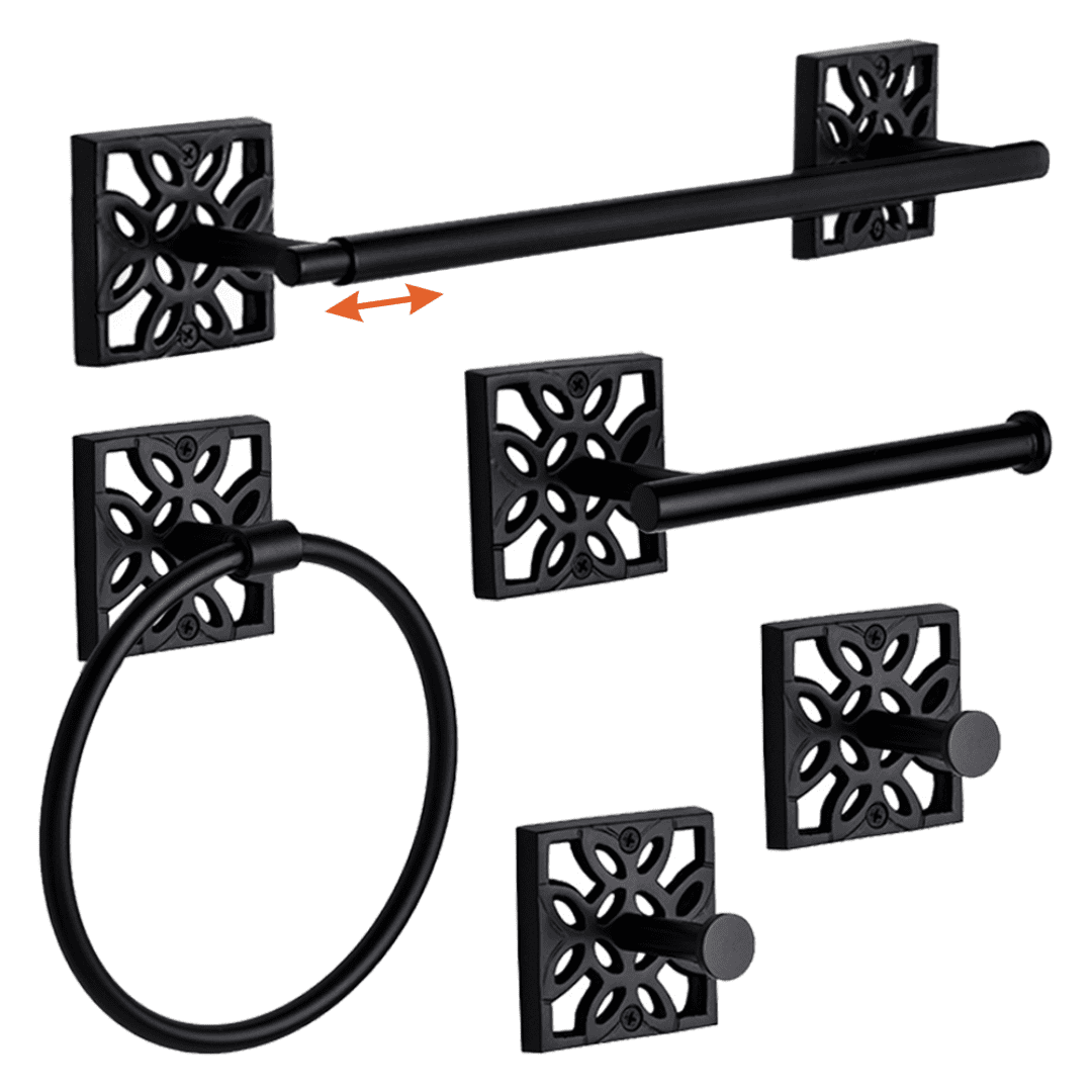 5 - Piece Matte Black Bathroom Hardware Set