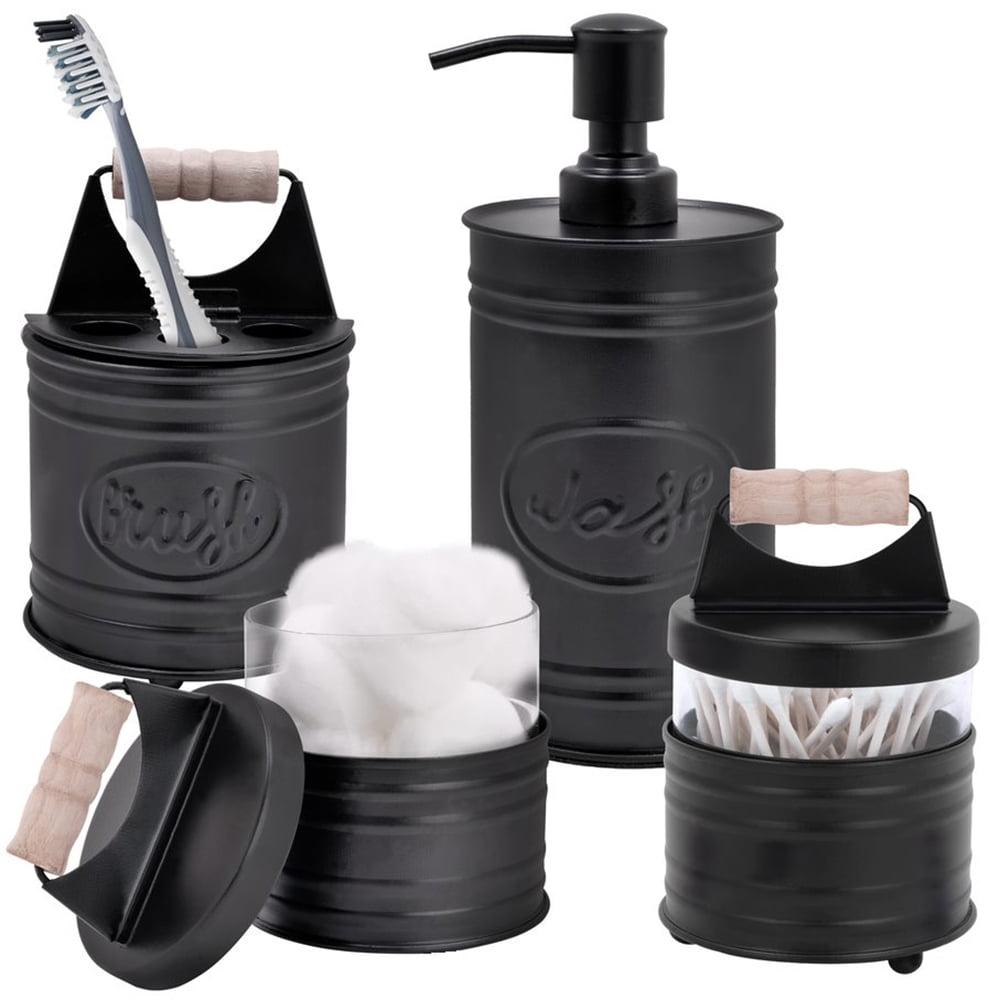 Autumn Alley Farmhouse 4-Piece Bathroom Accessories Set in Galvanized Black, Farmhouse Rustic Décor