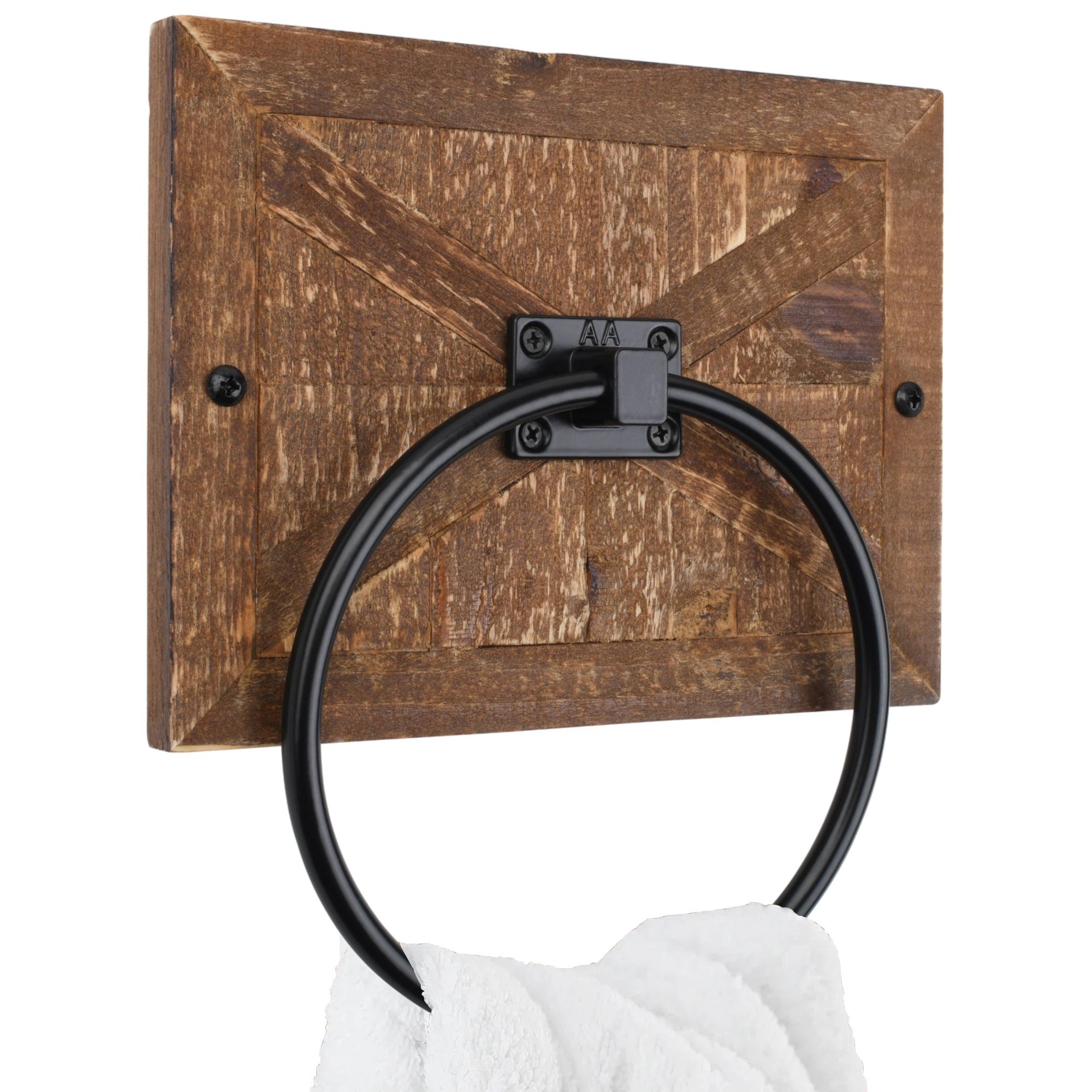 Rustic Barn Wood and Metal Towel Ring Holder