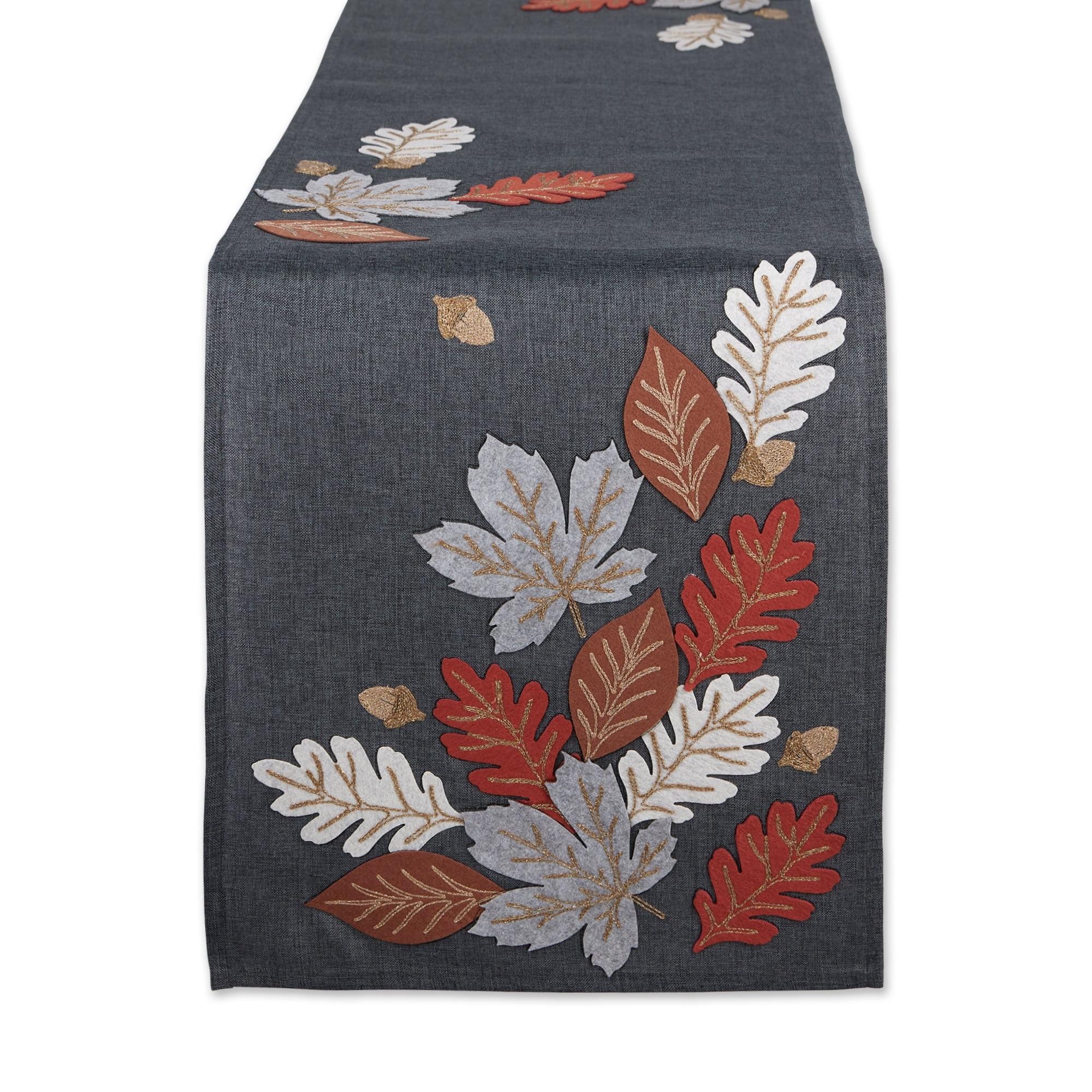 Autumn Leaves Embroidered Table Runner 14x70