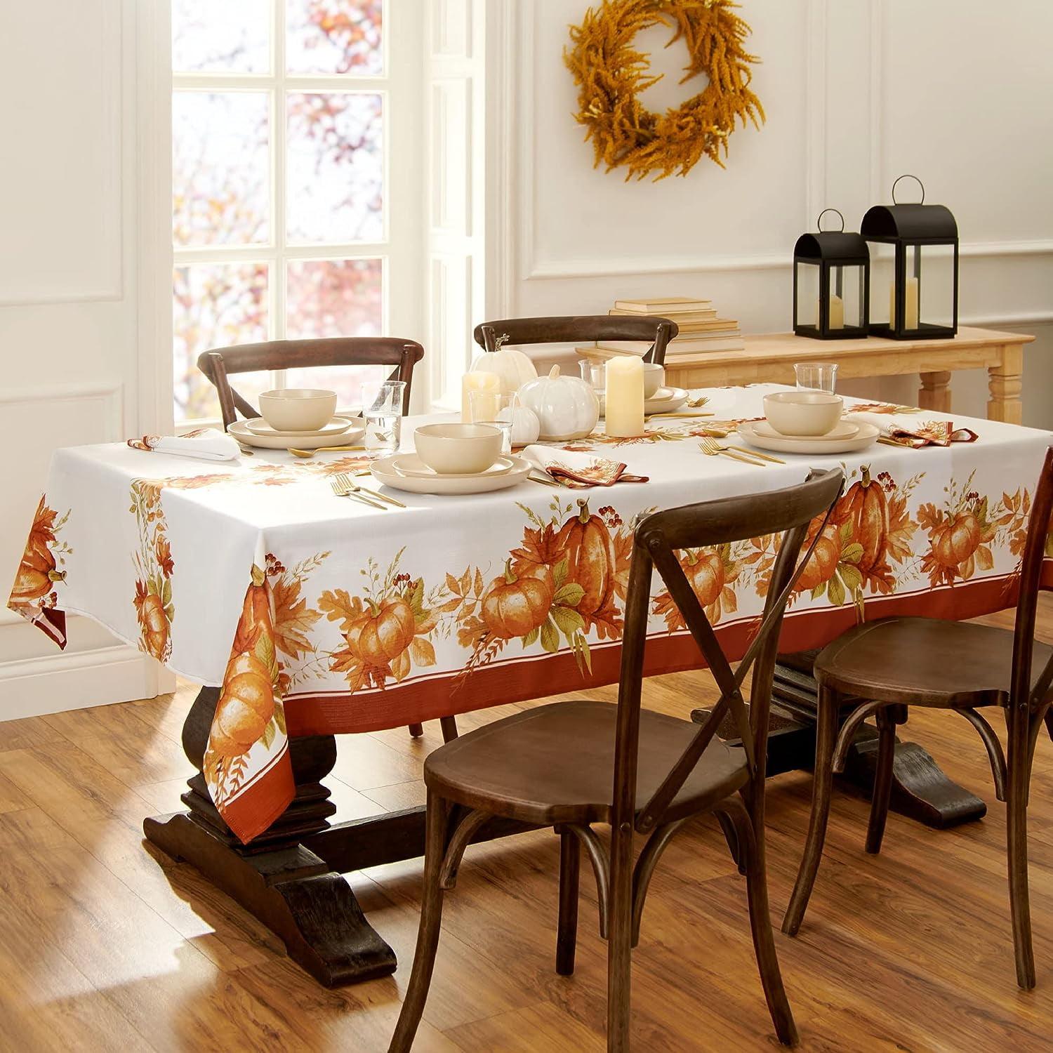 August Grove® Slayton Autumn Pumpkin Grove Rectangle Polyester Tablecloth