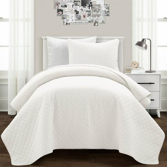 Lush Decor Ava Diamond Oversized Cotton Quilt White 3Pc Set Cal King