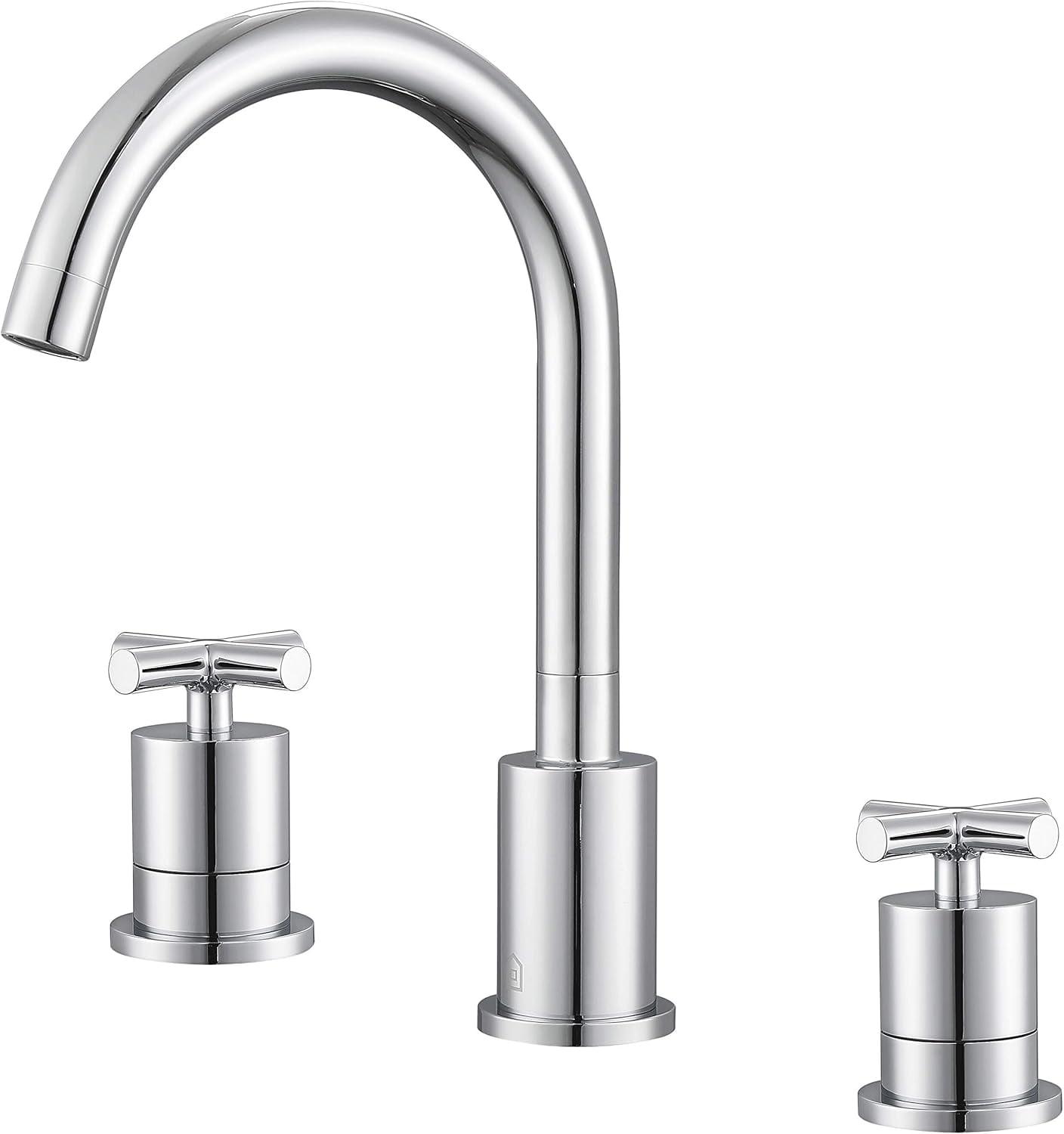 Ava Chrome Widespread Cross Handle Bathroom Faucet