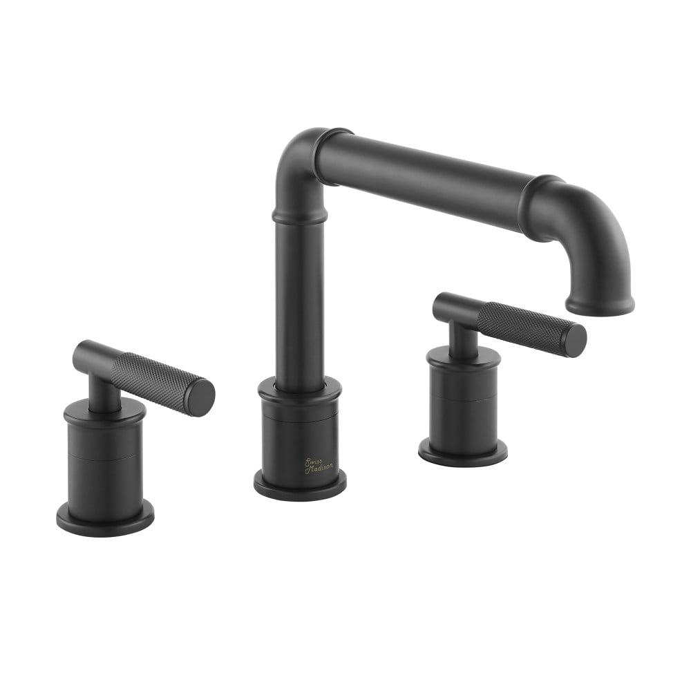 Matte Black Brass Dual Handle Widespread Bathroom Faucet