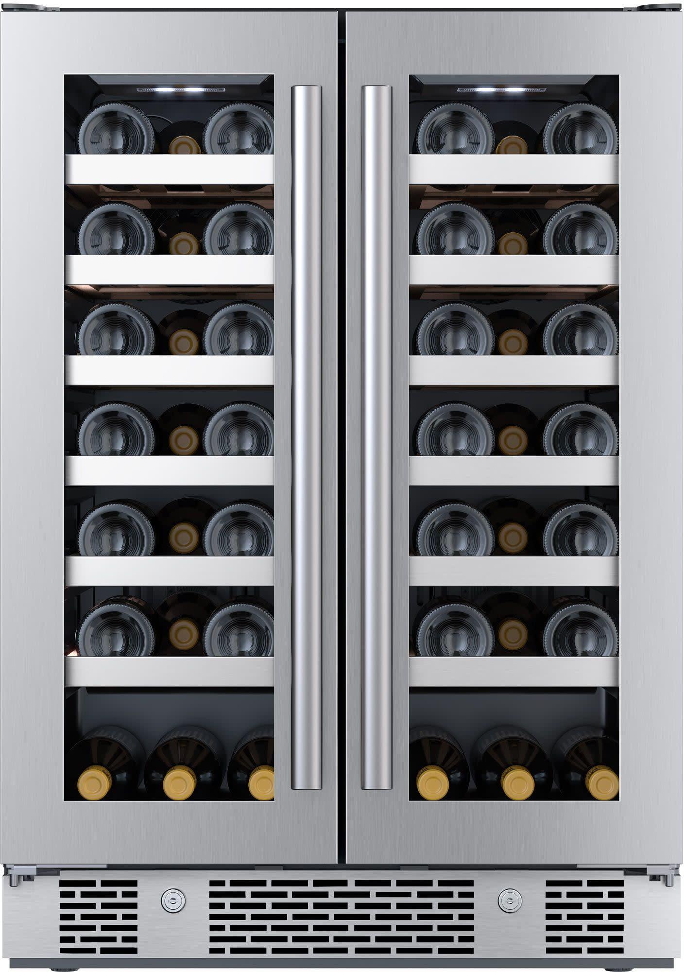 Stainless Steel 24-Inch Dual Zone French Door Wine Cooler