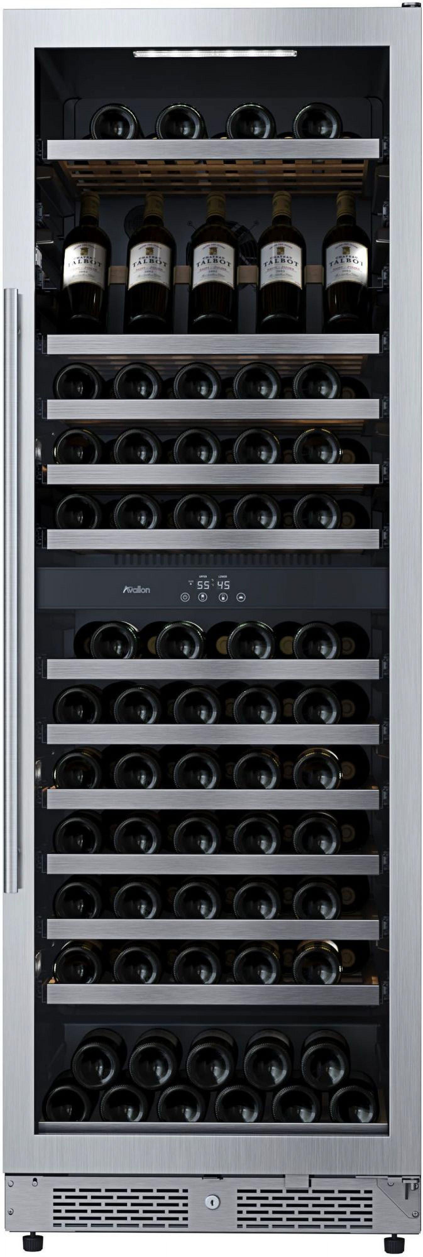 Stainless Steel Dual Zone Freestanding Wine Cooler with Interior Lighting