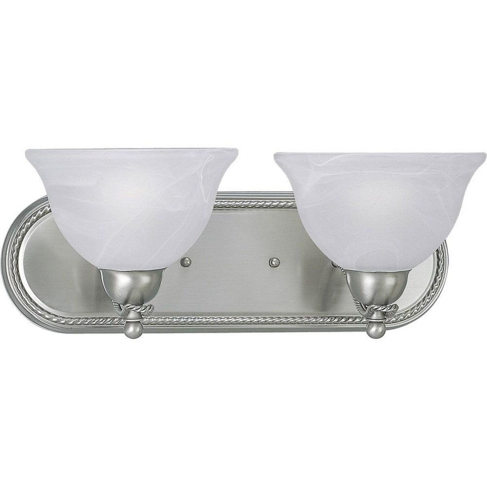 Progress Lighting Avalon 2-Light Bath Bracket, Brushed Nickel, Alabaster Glass Shade