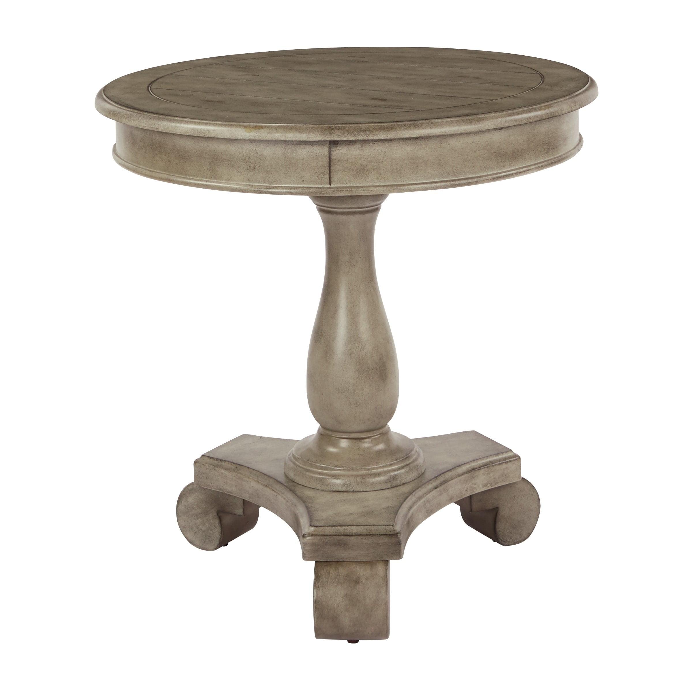 Avalon Hand Painted Round Accent Table in Wood Antique Goldstone Gold Finish