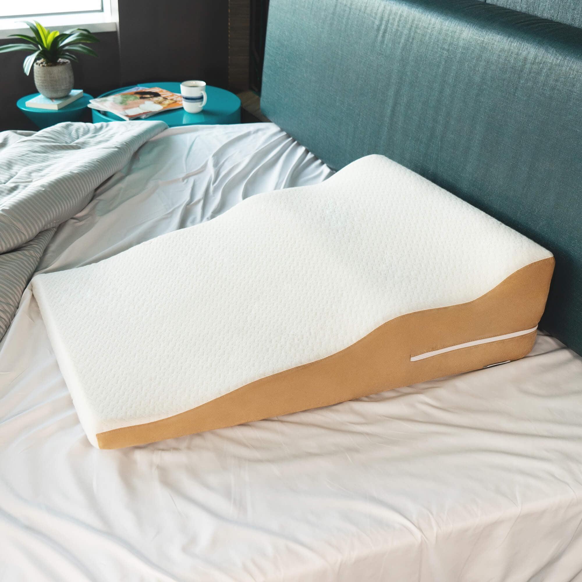 Contoured Memory Foam Bed Wedge Pillow with Bamboo Cover