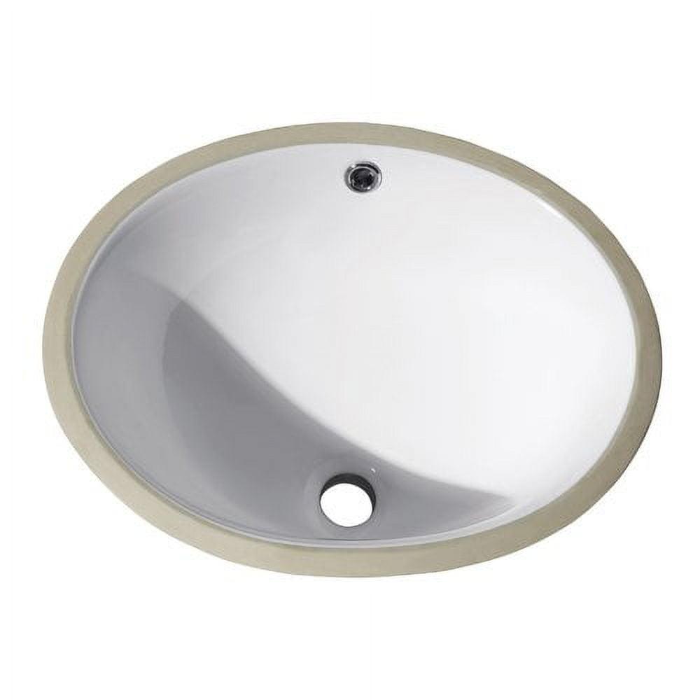 18'' Beige and White Vitreous China Oval Undermount Sink