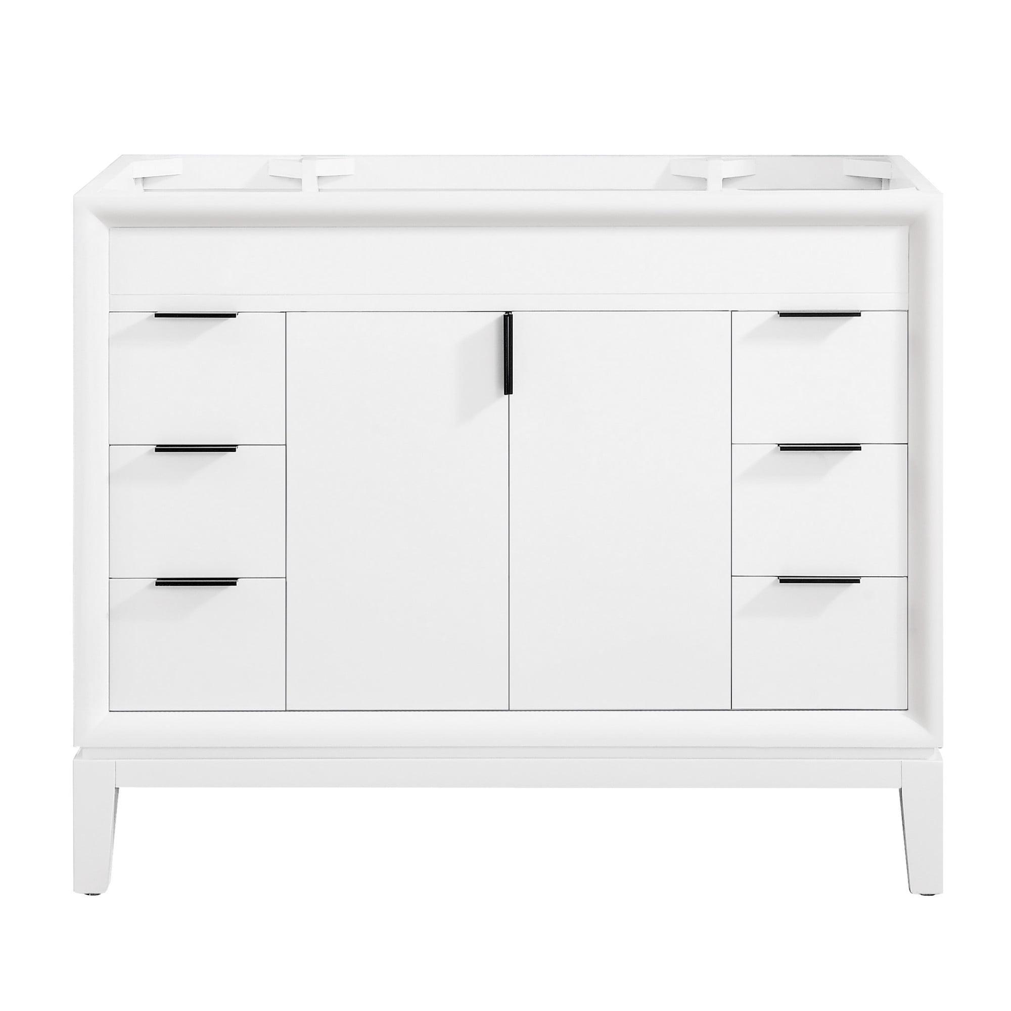 Emma 42" White Solid Wood Freestanding Vanity Cabinet