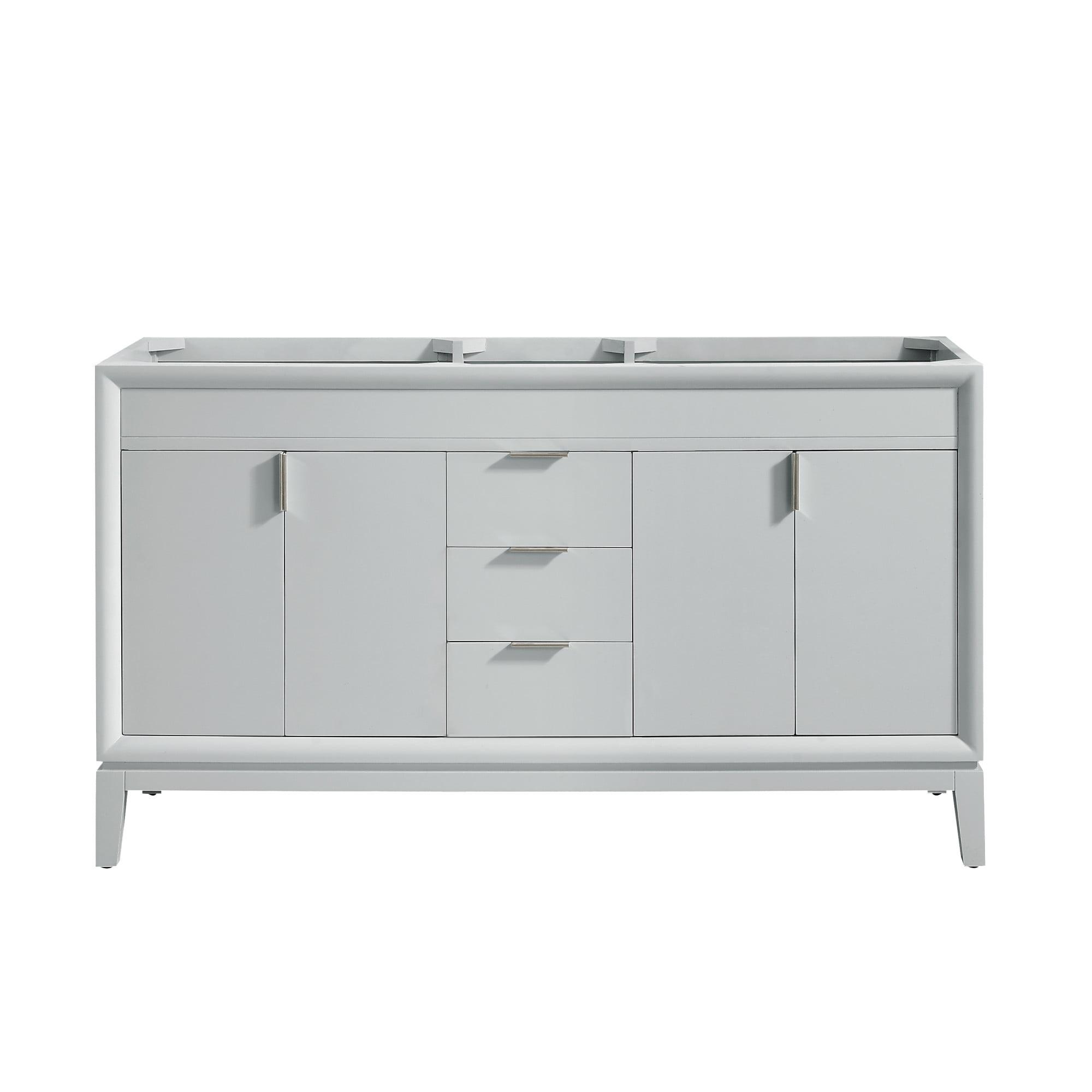 Modern Dove Gray 60" Double Solid Wood Freestanding Vanity Cabinet
