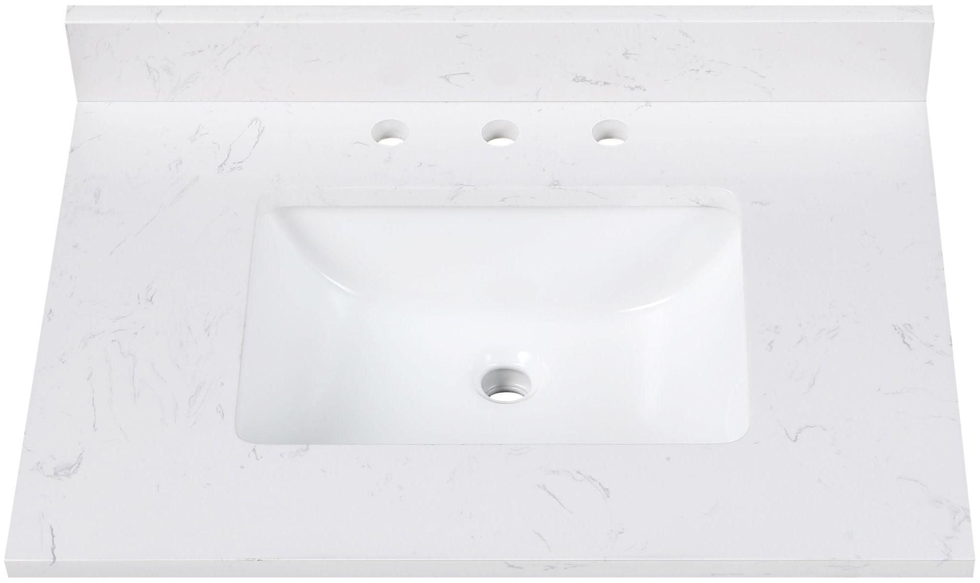 Cala White 25'' Engineered Stone Vanity Top with Sink