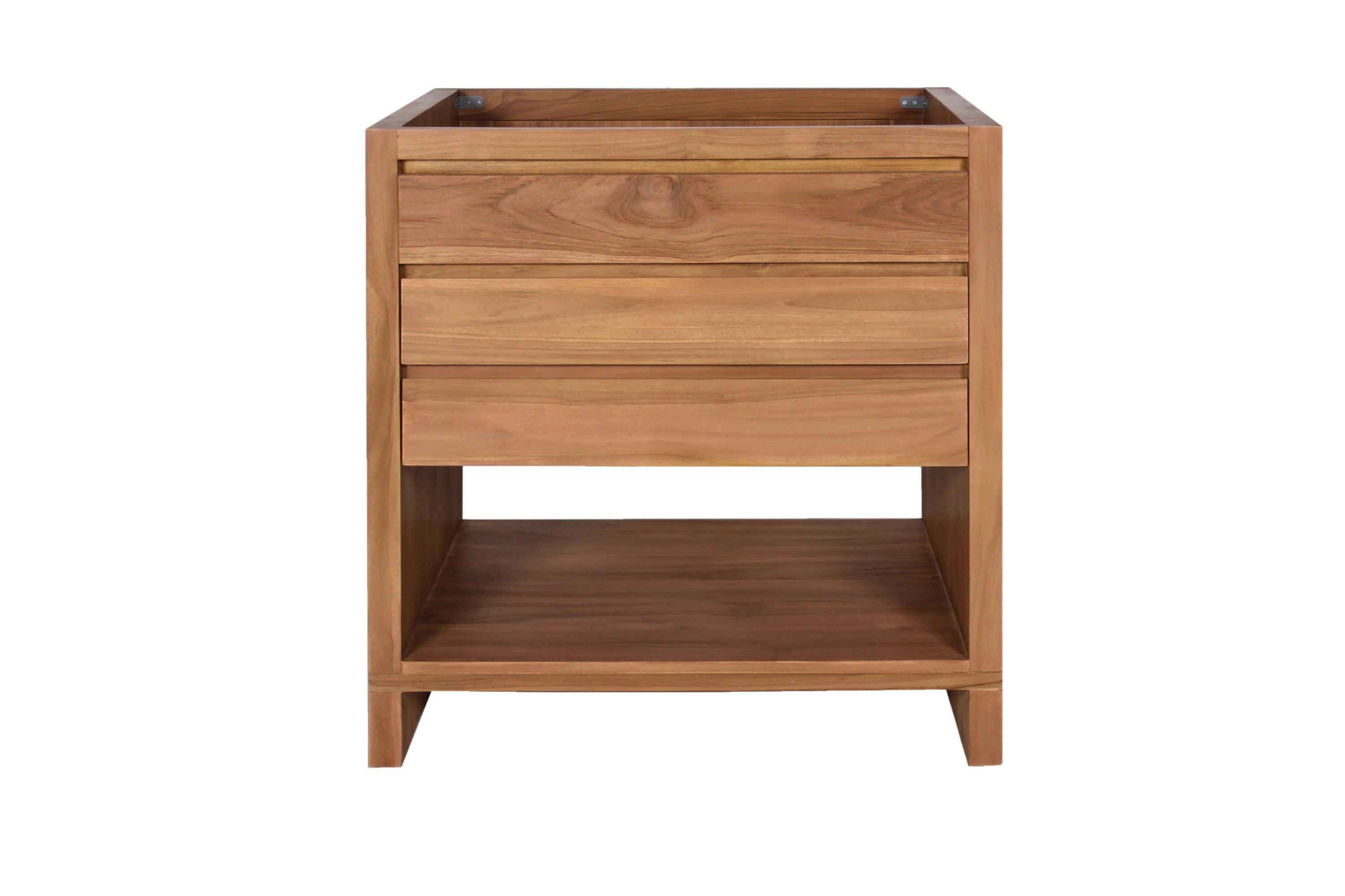 Teak 30'' Free Standing Solid Wood Single Vanity Base