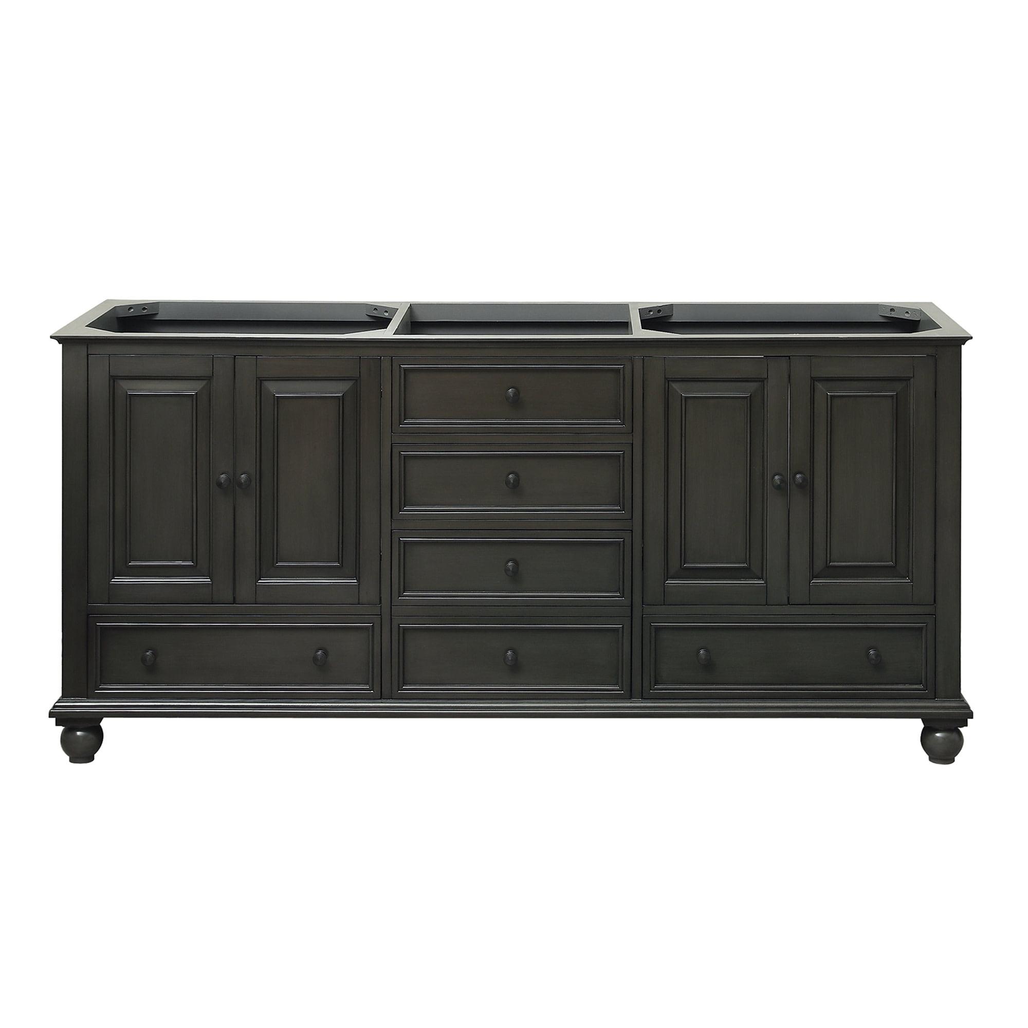 Transitional Charcoal Glaze 72" Solid Wood Double Vanity Cabinet