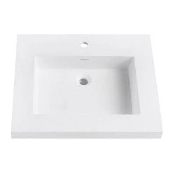 VersaStone 25" Matte White Acrylic Vanity Top with Integrated Sink