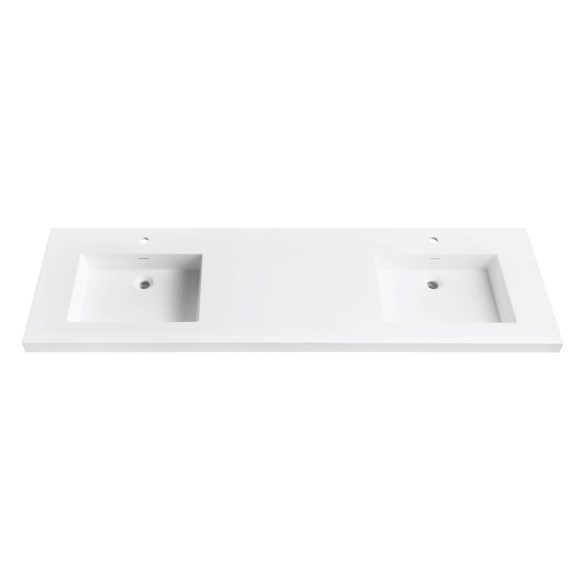 VersaStone 73'' White Acrylic Double Vanity Top with Sinks