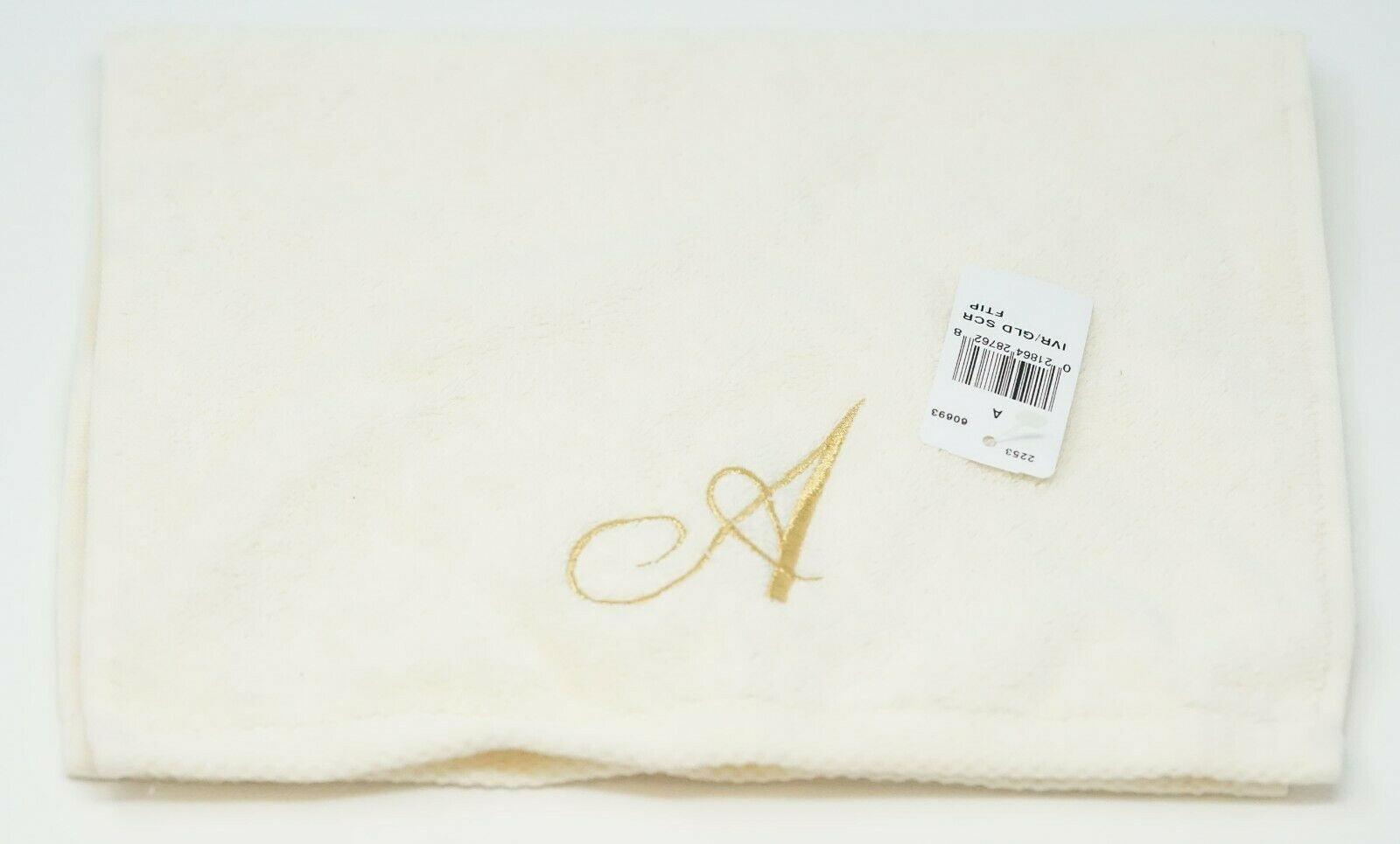 Avanti Towels, Monogram Initial Script Ivory and Gold 11 x 18 Inch Fingertip