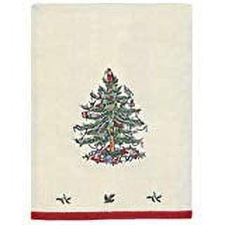 Ivory Cotton Christmas Tree Embroidered Hand Towel Set