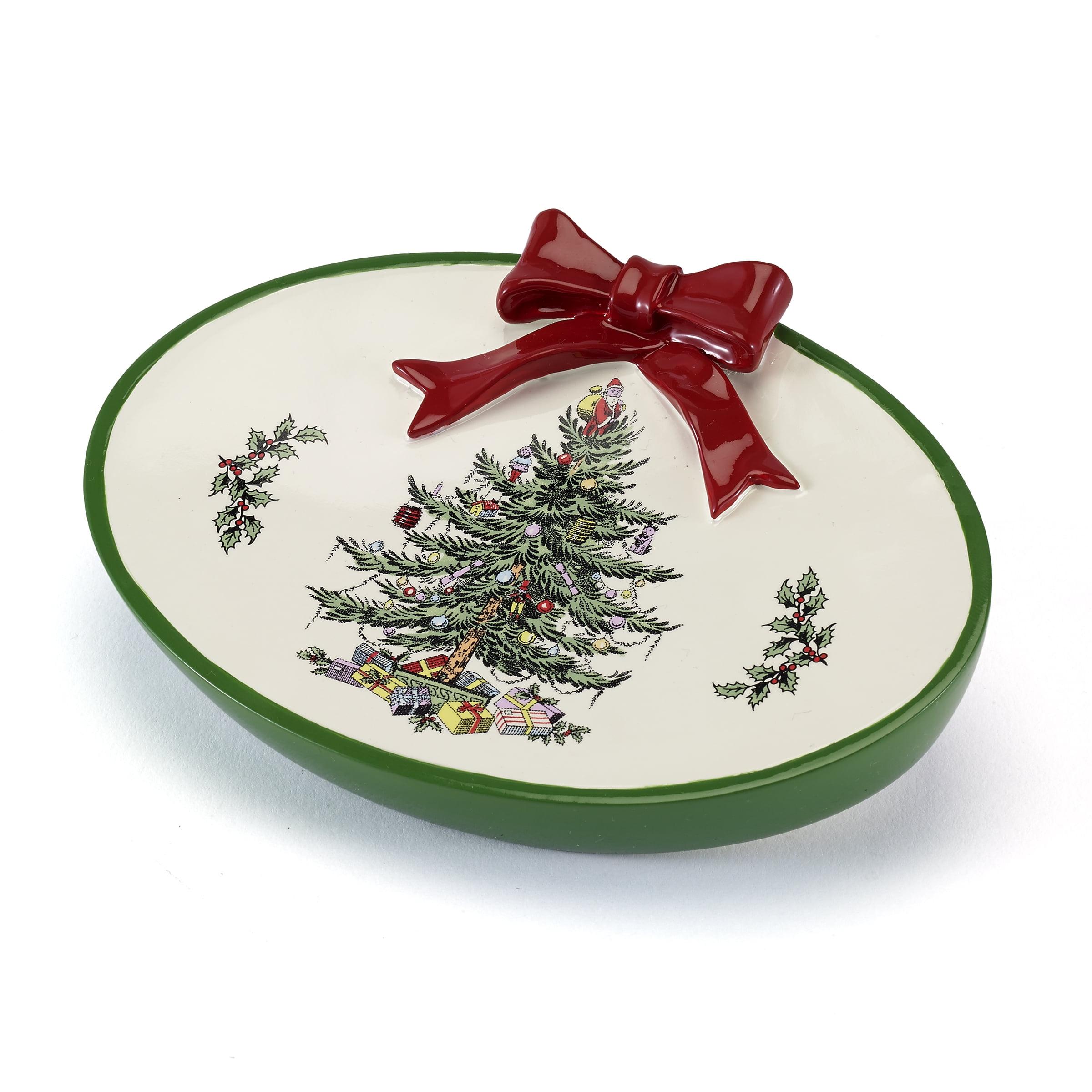 Holiday Christmas Tree Red and White Resin Soap Dish