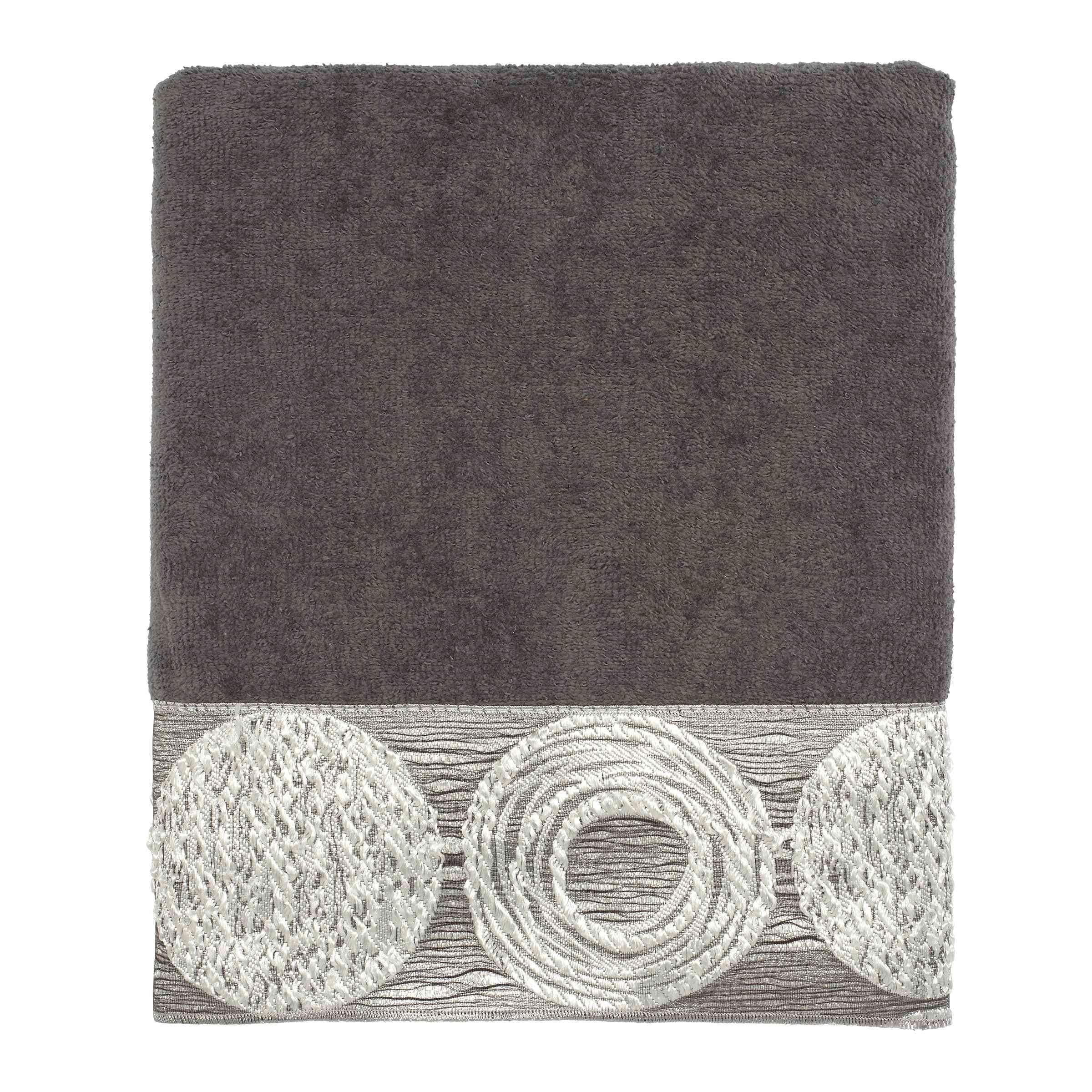 Granite Cotton Hand Towel with Metallic Jacquard Border