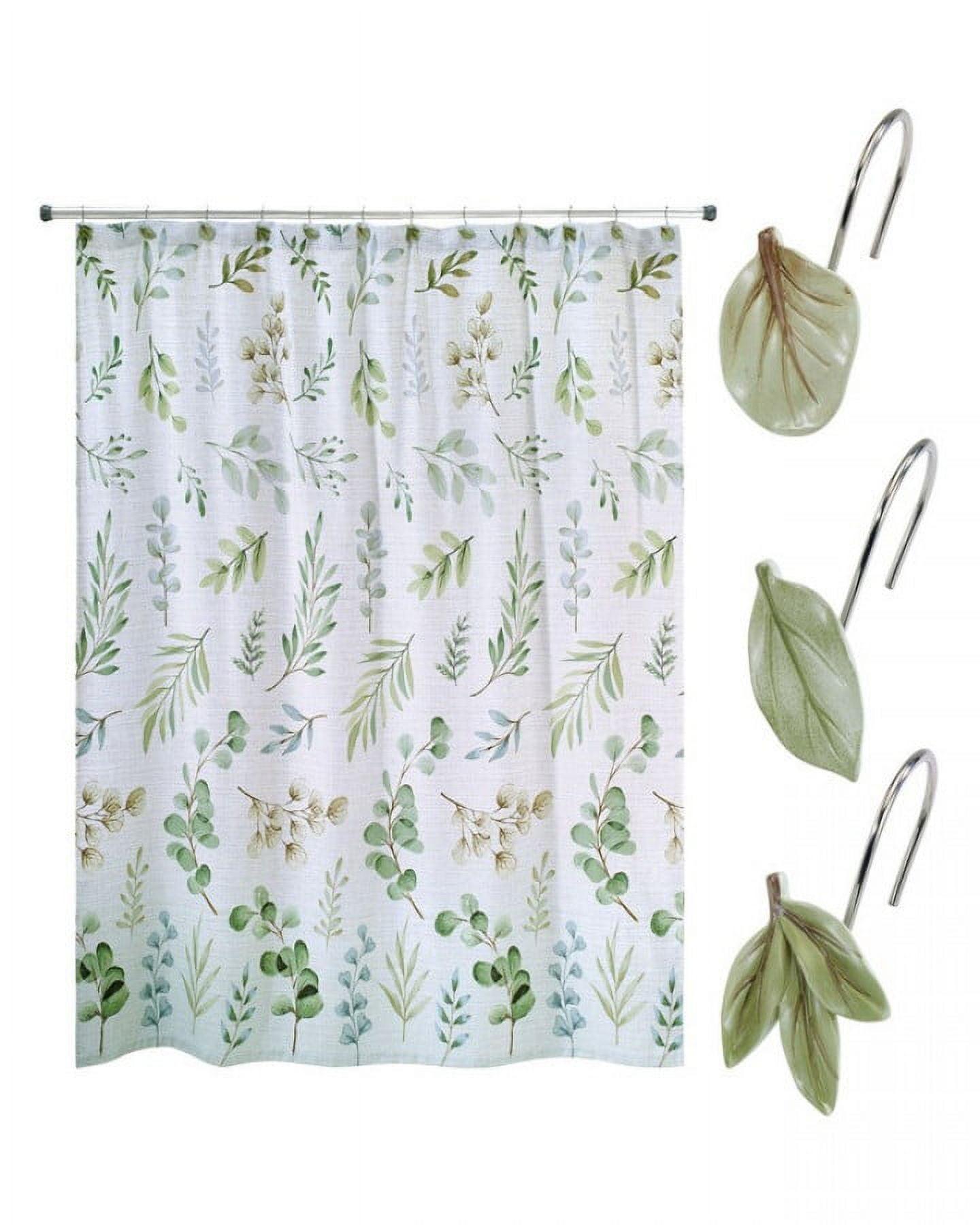 Avanti Linens Ombre Leaves Shower Curtain & Hook Set