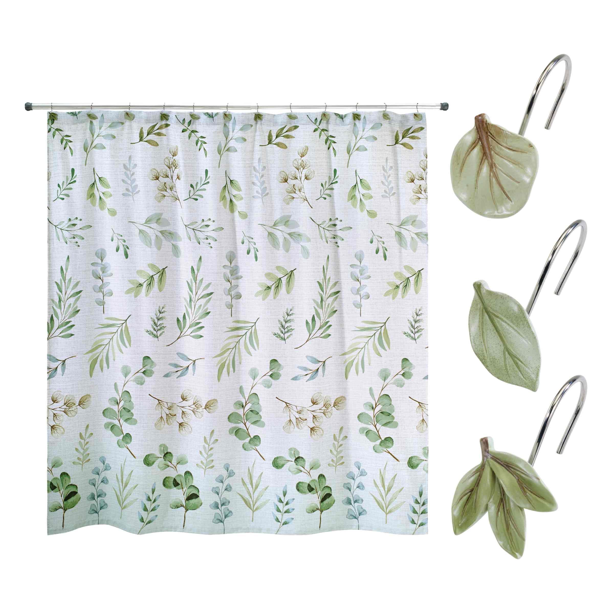 Avanti Linens Ombre Leaves Shower Curtain & Hook Set