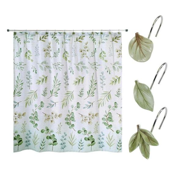 Avanti Linens Ombre Leaves Shower Curtain & Hook Set