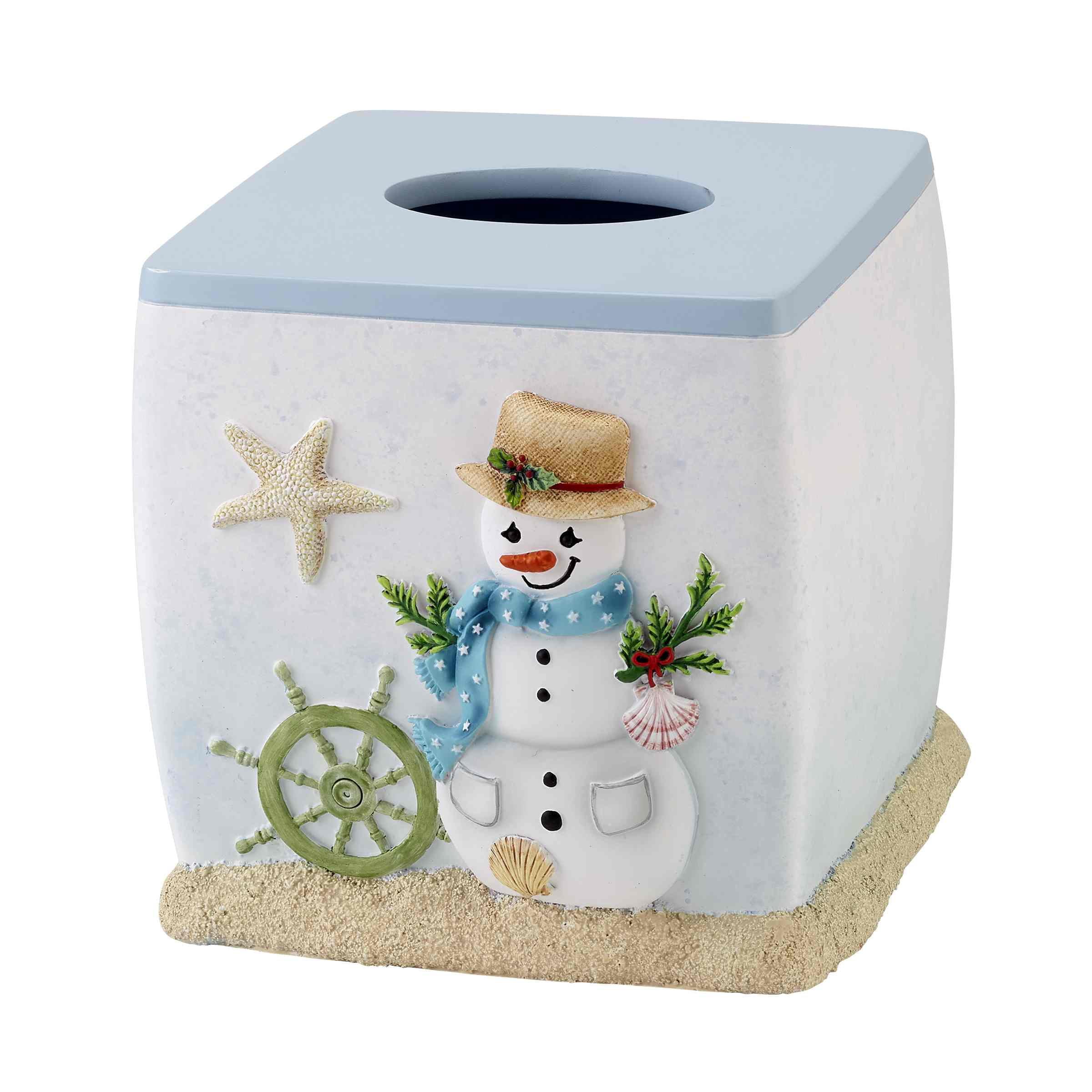 Avanti Linens Coastal Snowman Tissue Box Cover