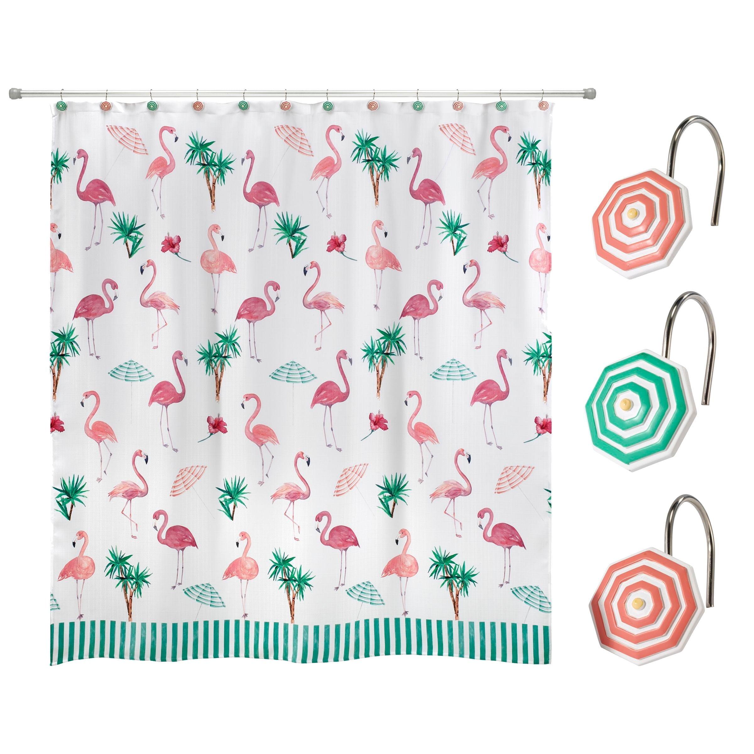 Avanti Linens Flamingo Paradise Shower Curtain & Hook Set