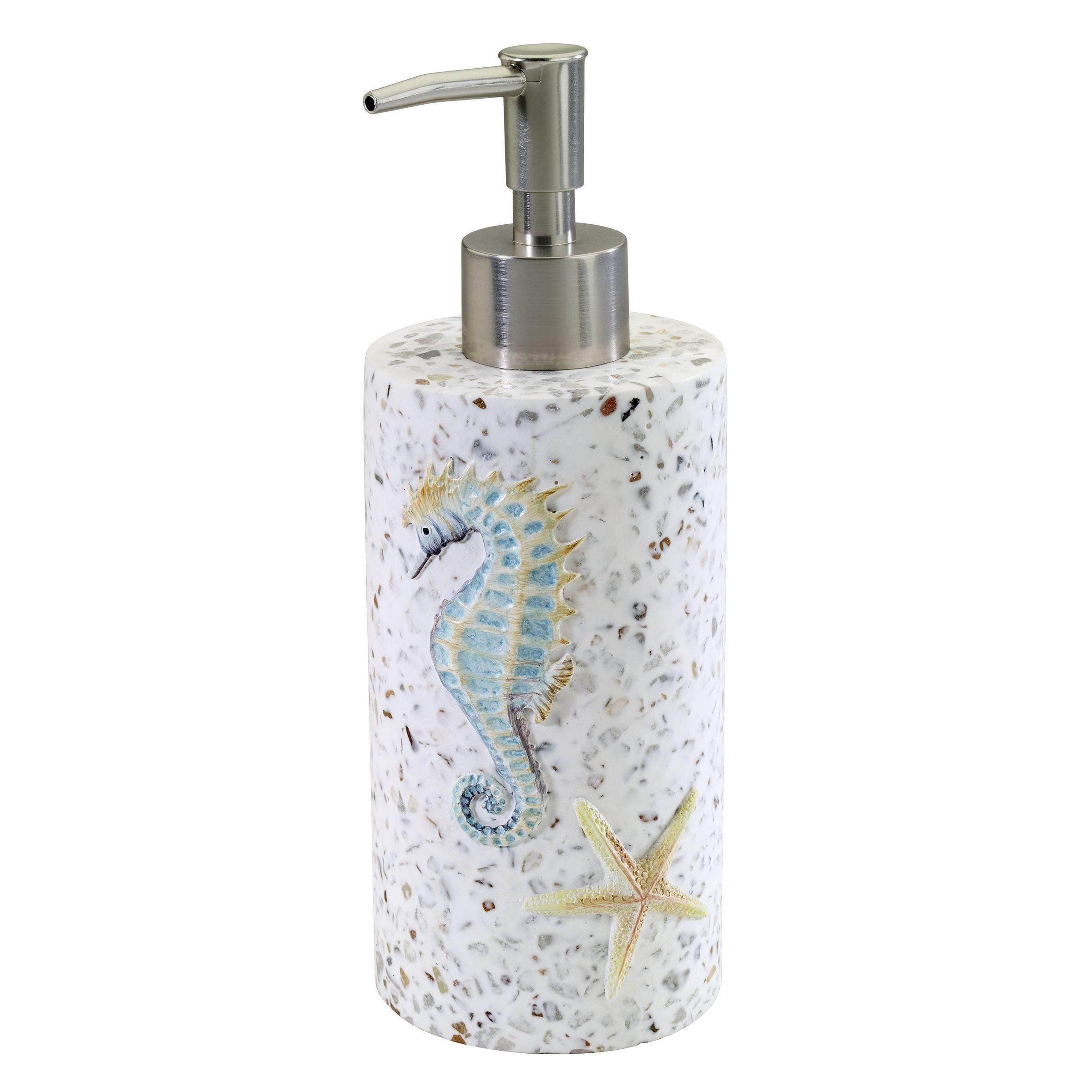 Avanti Linens - Soap Dispenser/Lotion Pump, Resin Bathroom Accessories, Guest Bathroom Essentials, Sea Inspired Bathroom Decor (Coastal Terrazo Collection) C3