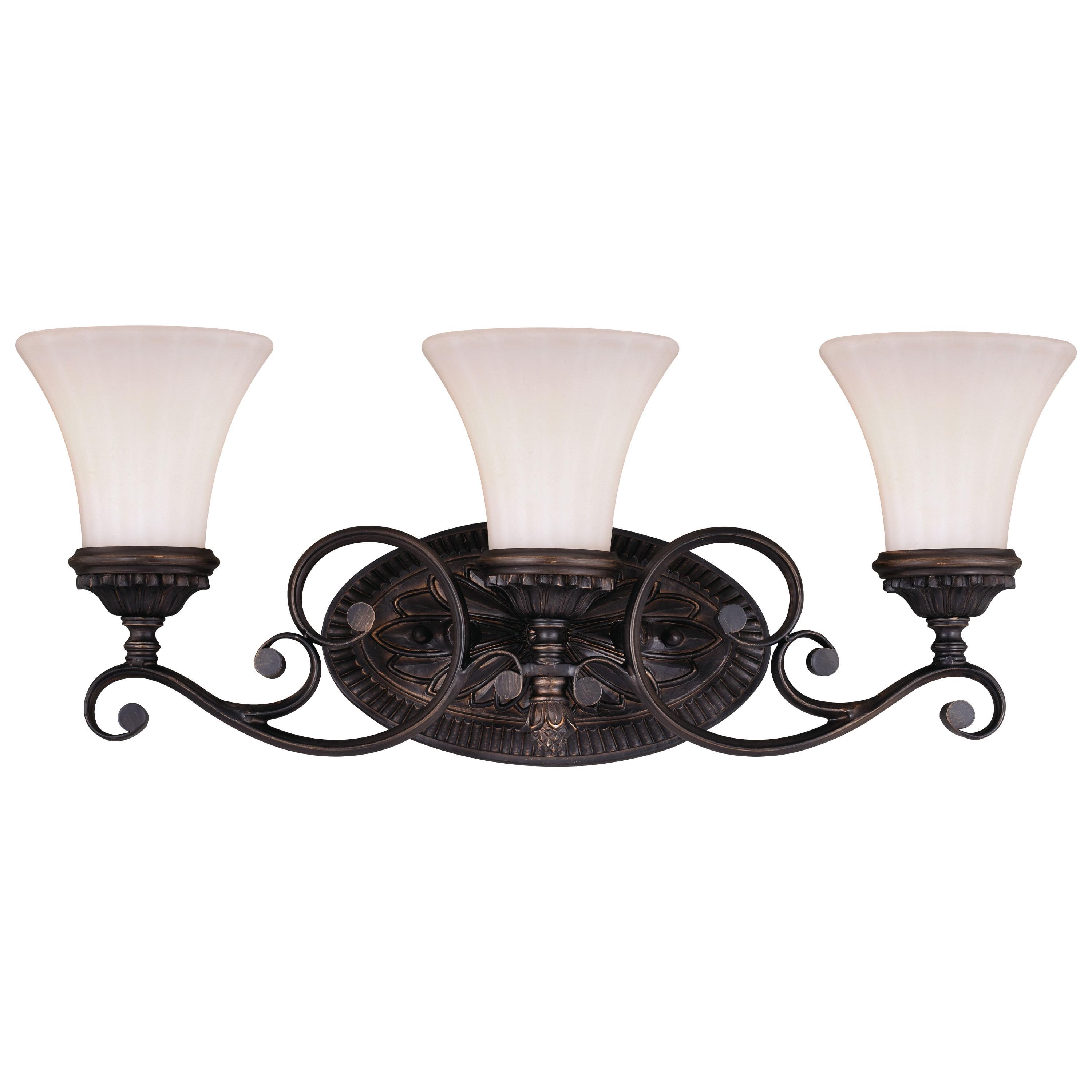 Venetian Bronze 3-Light Vanity Fixture with Etched Glass