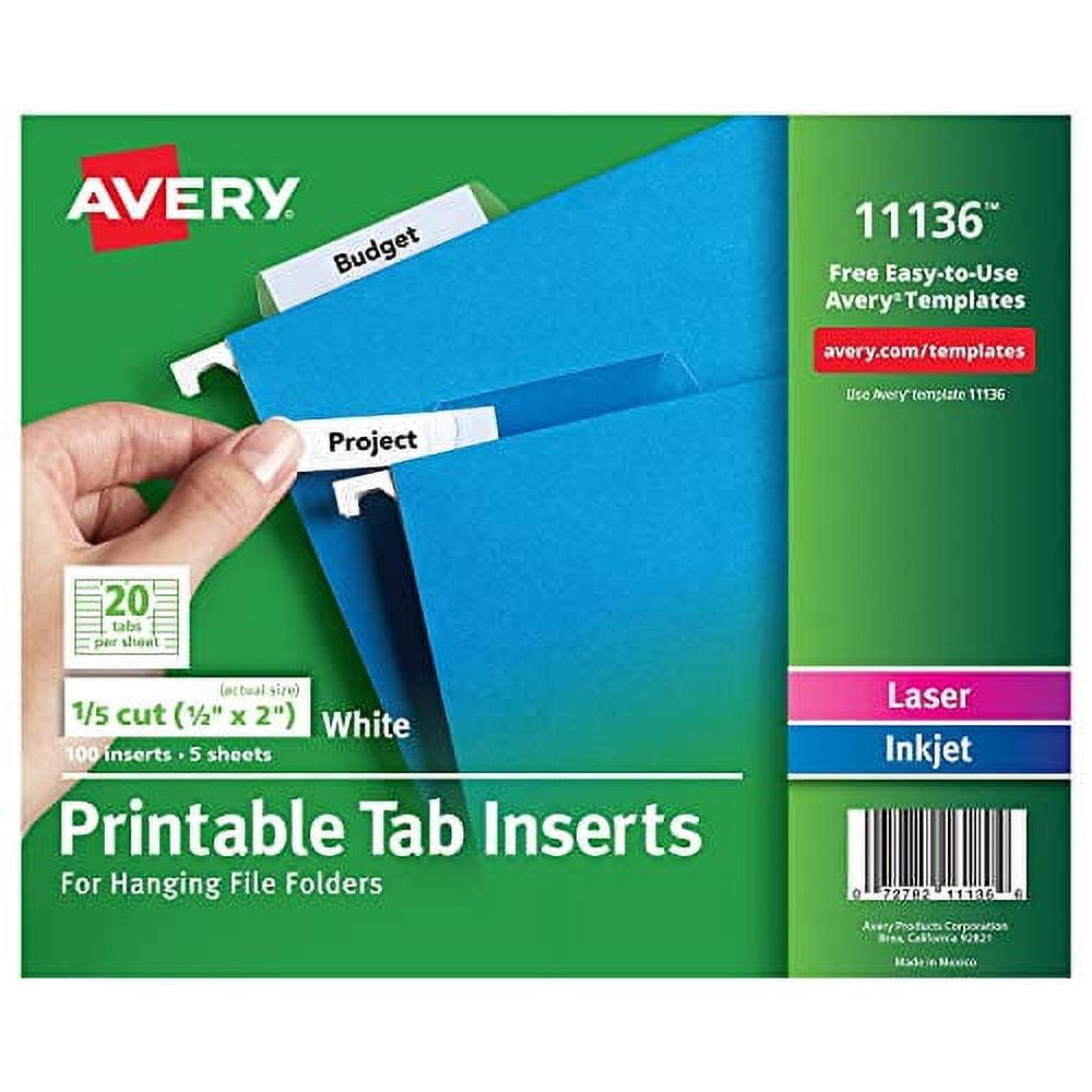 Avery Consumer Products Avery® Laser/Ink Jet Inserts For Hanging File Fold Paper Hanging Files Cabinet