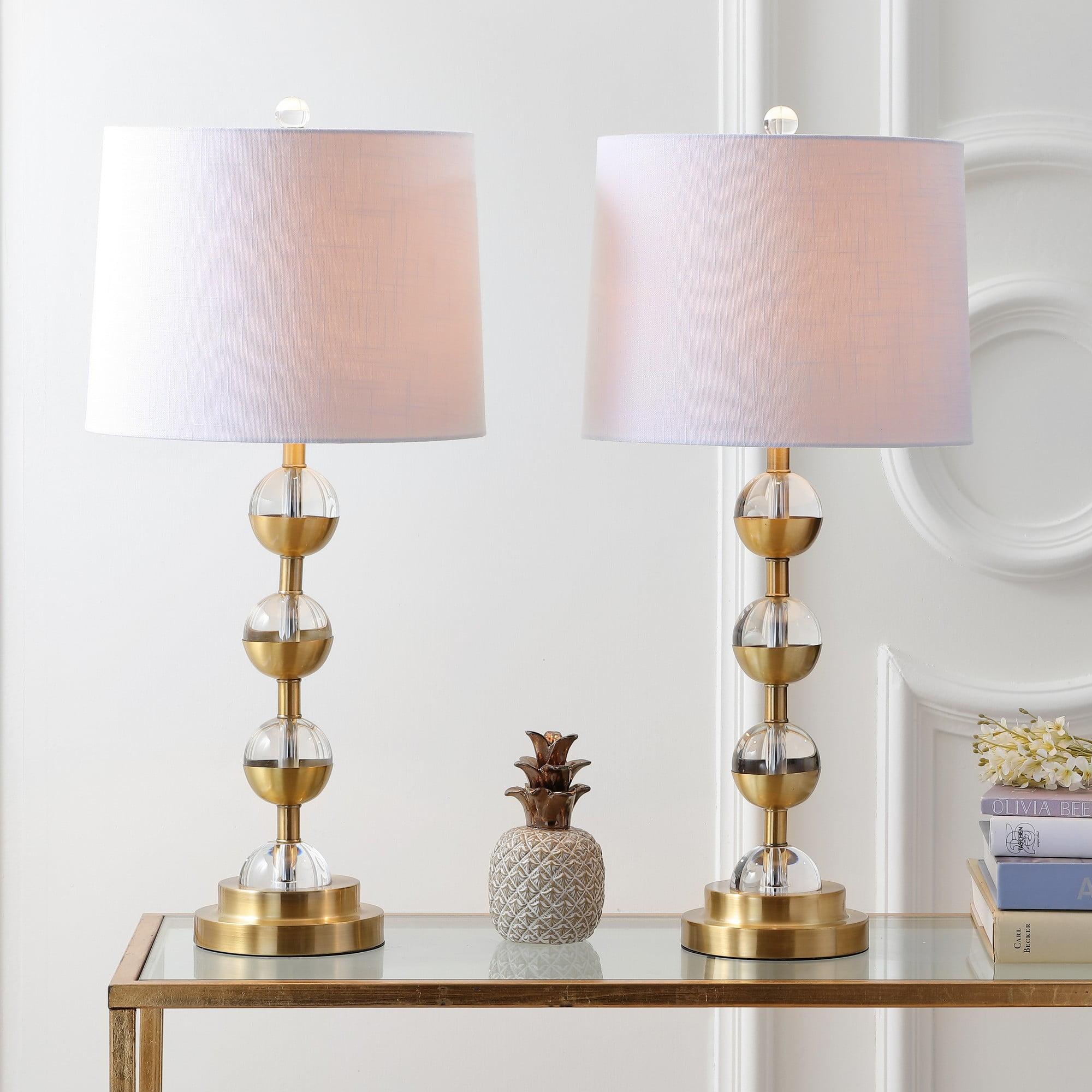 Avery 27.5" Crystal and Brass Gold Table Lamp Set