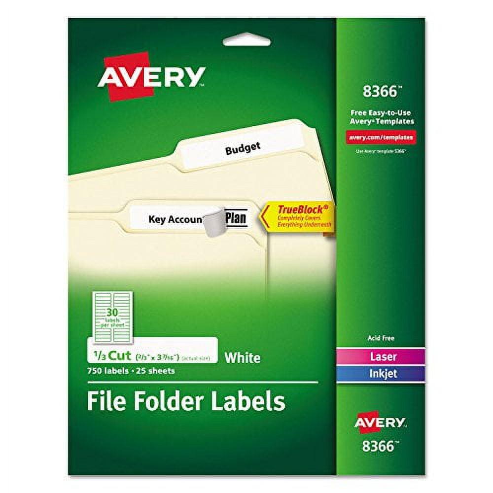 Avery Laser/Inkjet File Folder Labels 2/3" x 3 7/16" White 30/Sheet 779330