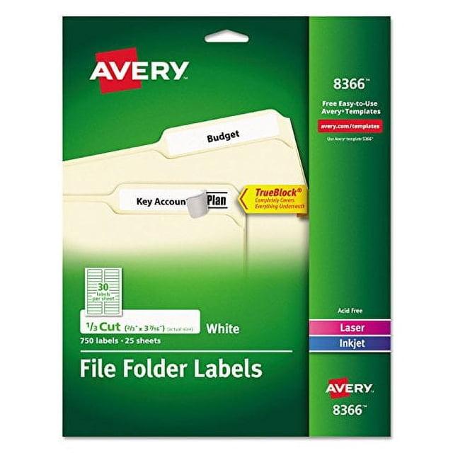 Avery Laser/Inkjet File Folder Labels 2/3" x 3 7/16" White 30/Sheet 779330