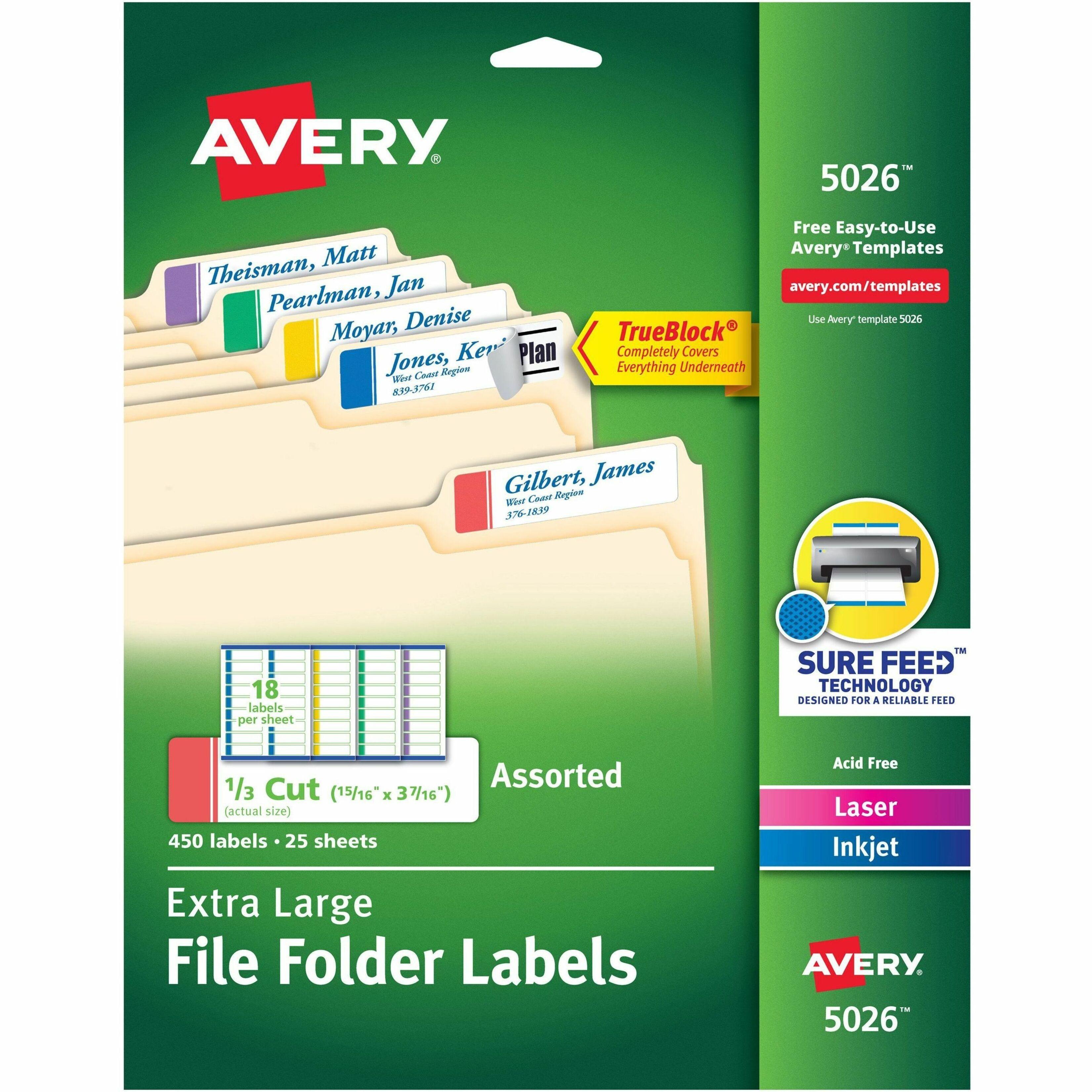 Avery Printable File Folder Labels, 15/16 x 3-7/16 Inches, White, Pack of 450