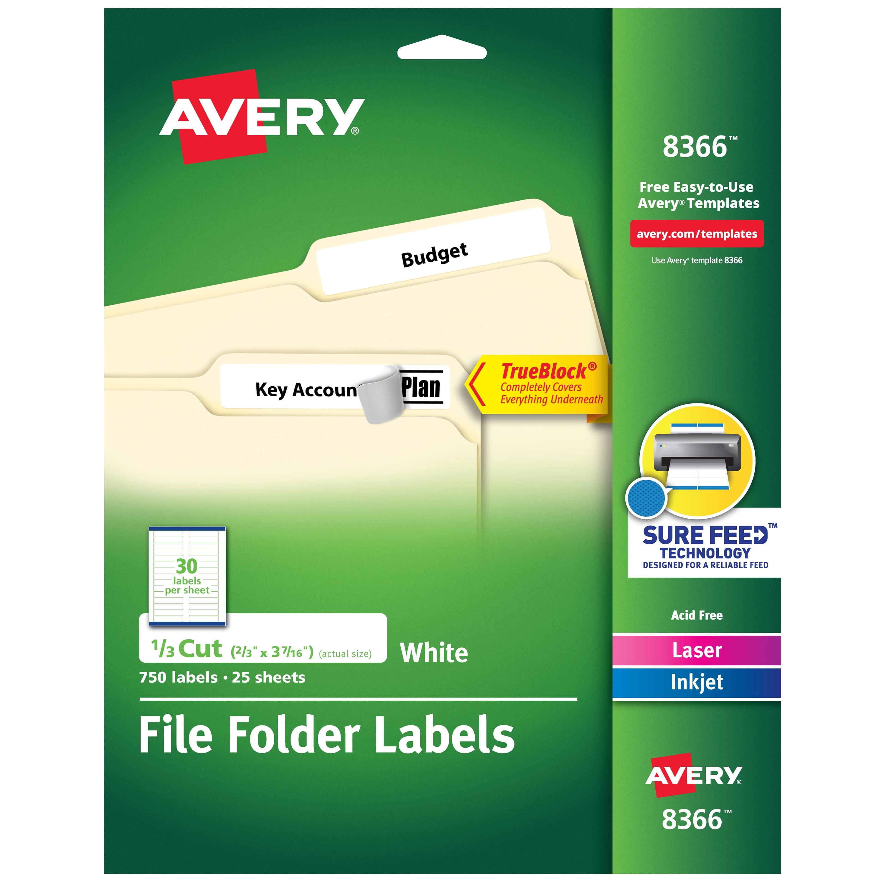 Avery White File Folder Labels with TrueBlock Technology, Pack of 750