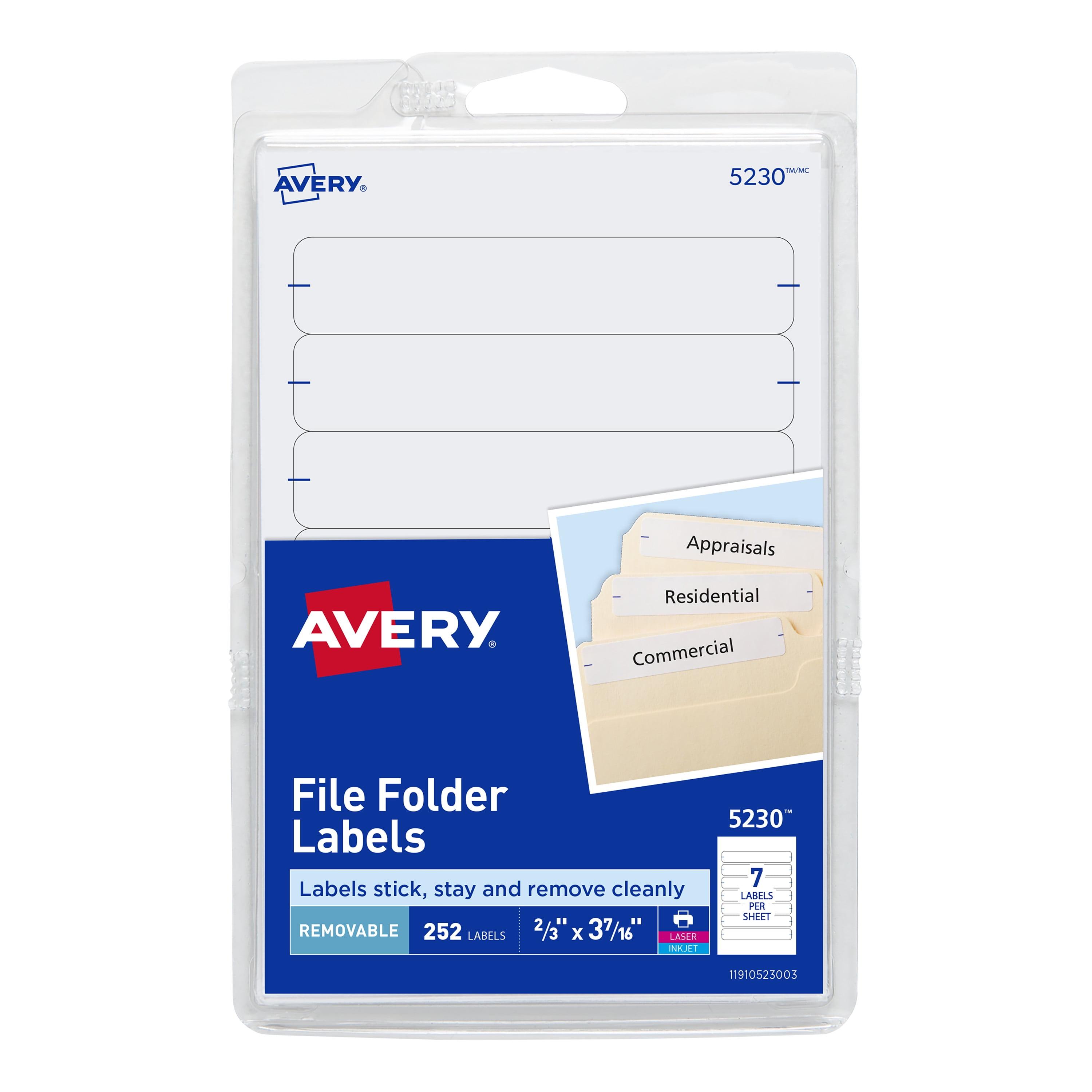 Avery Removable White File Folder Labels, 252 Pack