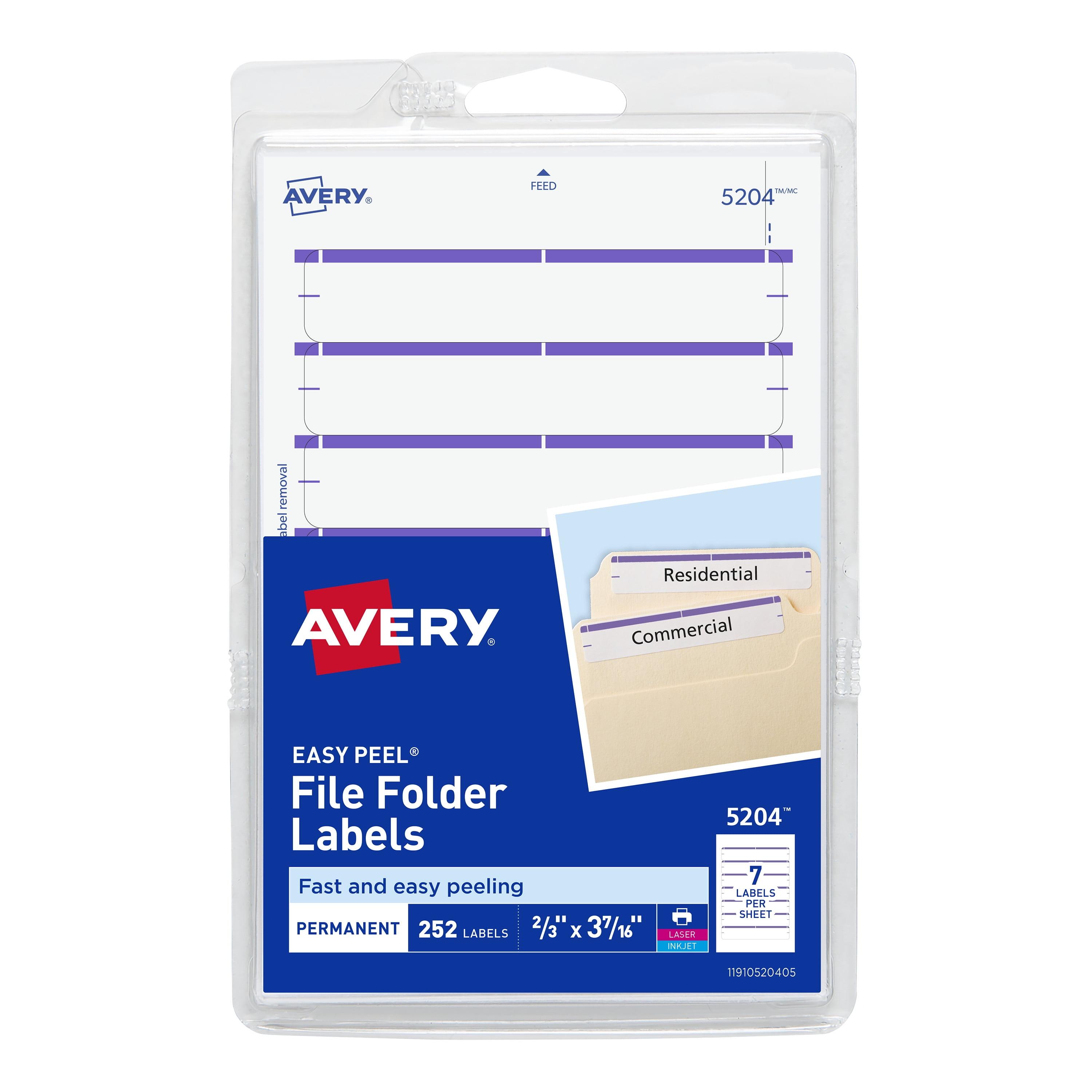 Avery Easy Peel Laser/Inkjet File Folder Labels 2/3" x 3 7/16" Purple 537829