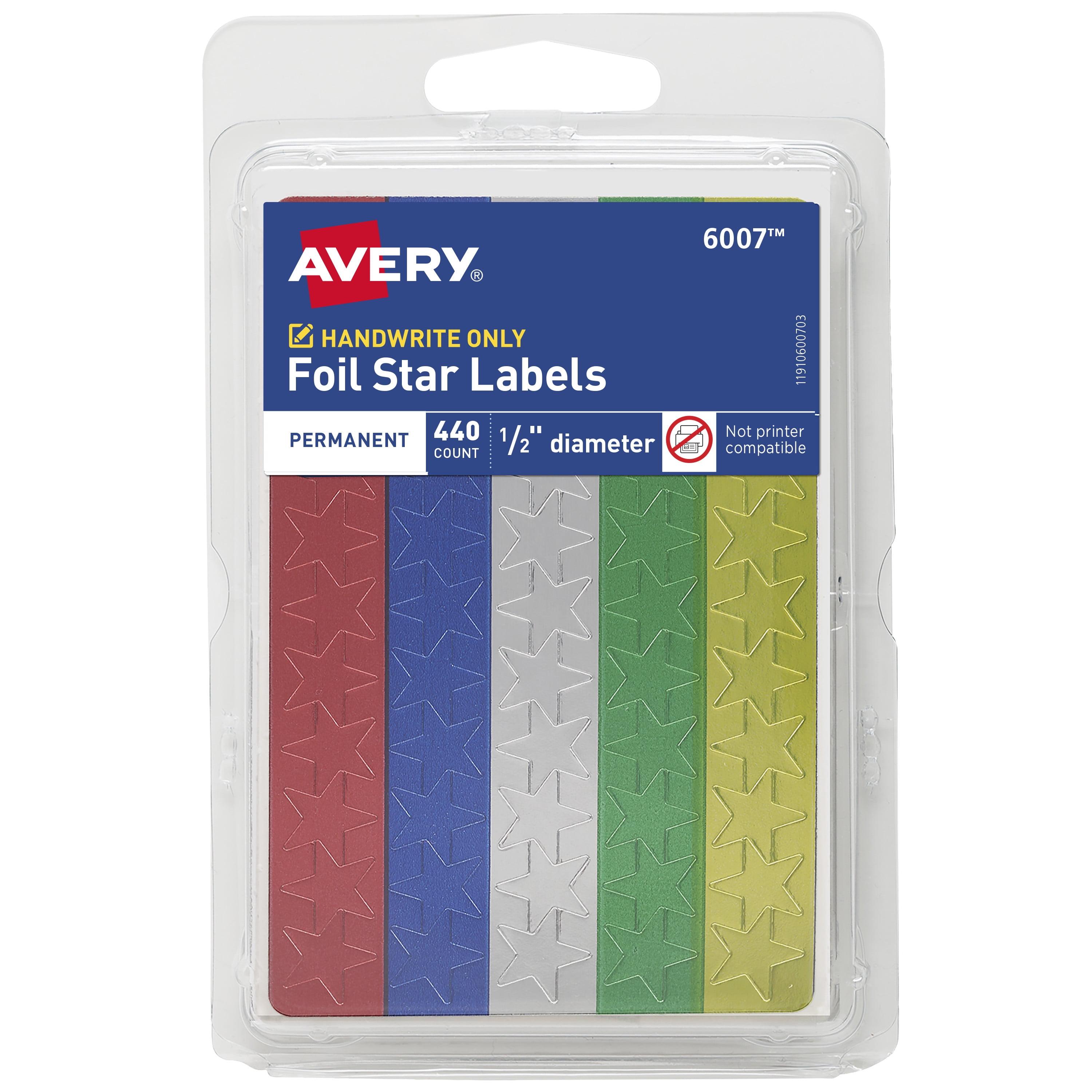 Avery Colored Foil Stars 1/2" dia Assorted Colors 440/Pack 06007