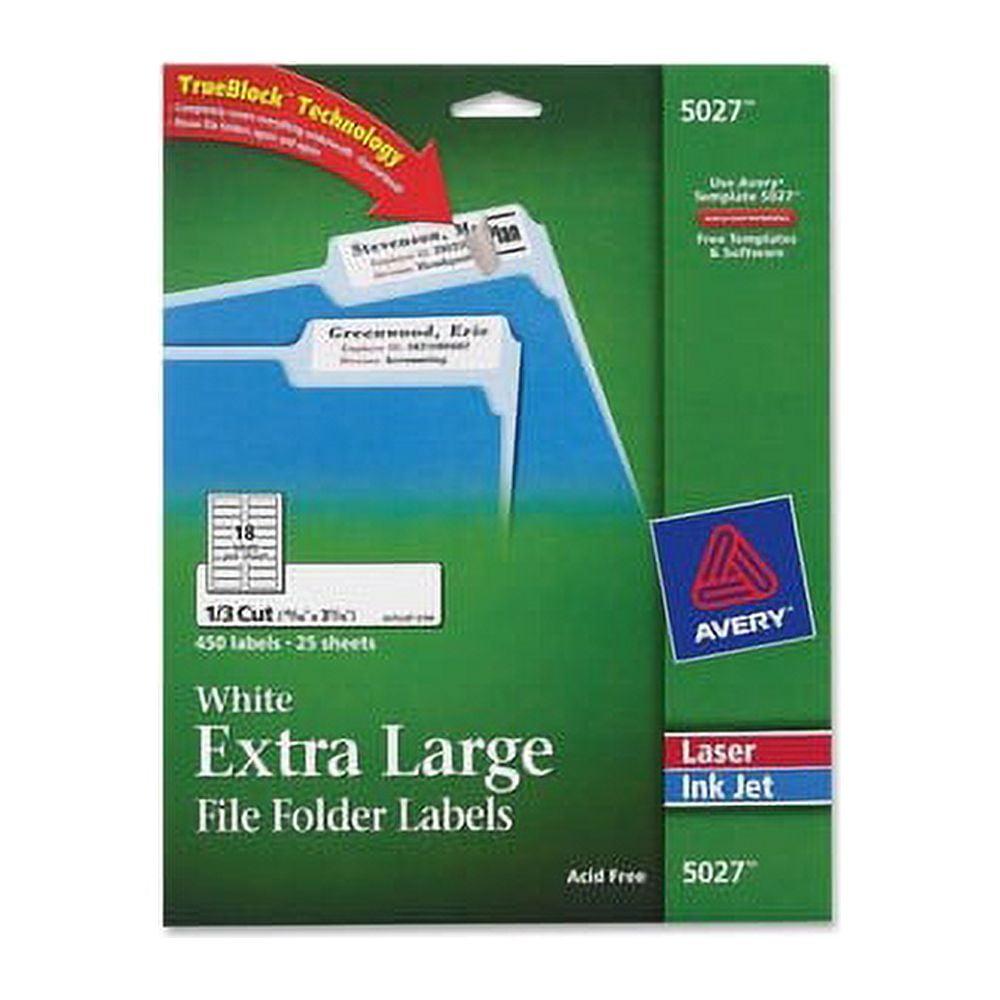 Avery Printable File Folder Labels, 15/16 x 3-7/16 Inches, White, Pack of 450